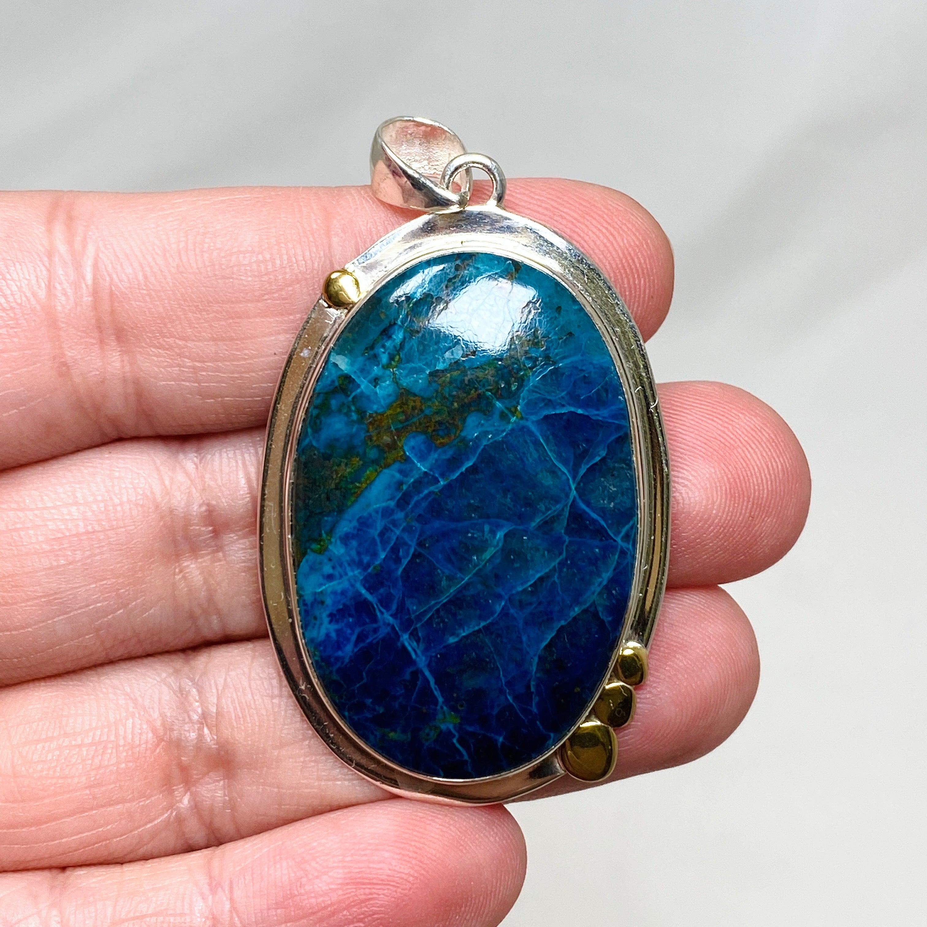 Shattuckite Oval Pendant Necklace - Handcrafted Gemstone Jewelry KPGJ4418 for Women, Gift for Her, Spiritual Healing & Meditation Accessory
