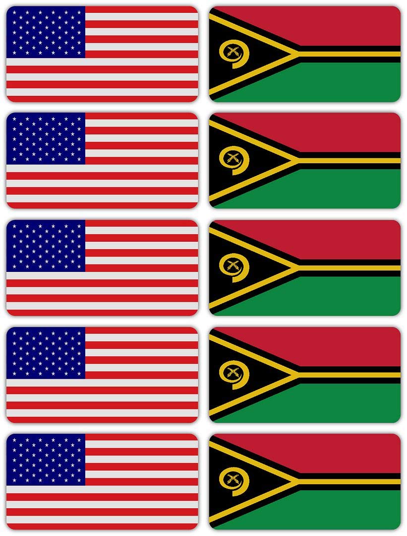 3M Reflective Vanuatu & USA Flag Stickers (10-Pack) - High Visibility Safety Decals for Hard Hats, Laptops, Bikes & Toolboxes | Perfect for Construction, Night Cycling & Emergency Kits
