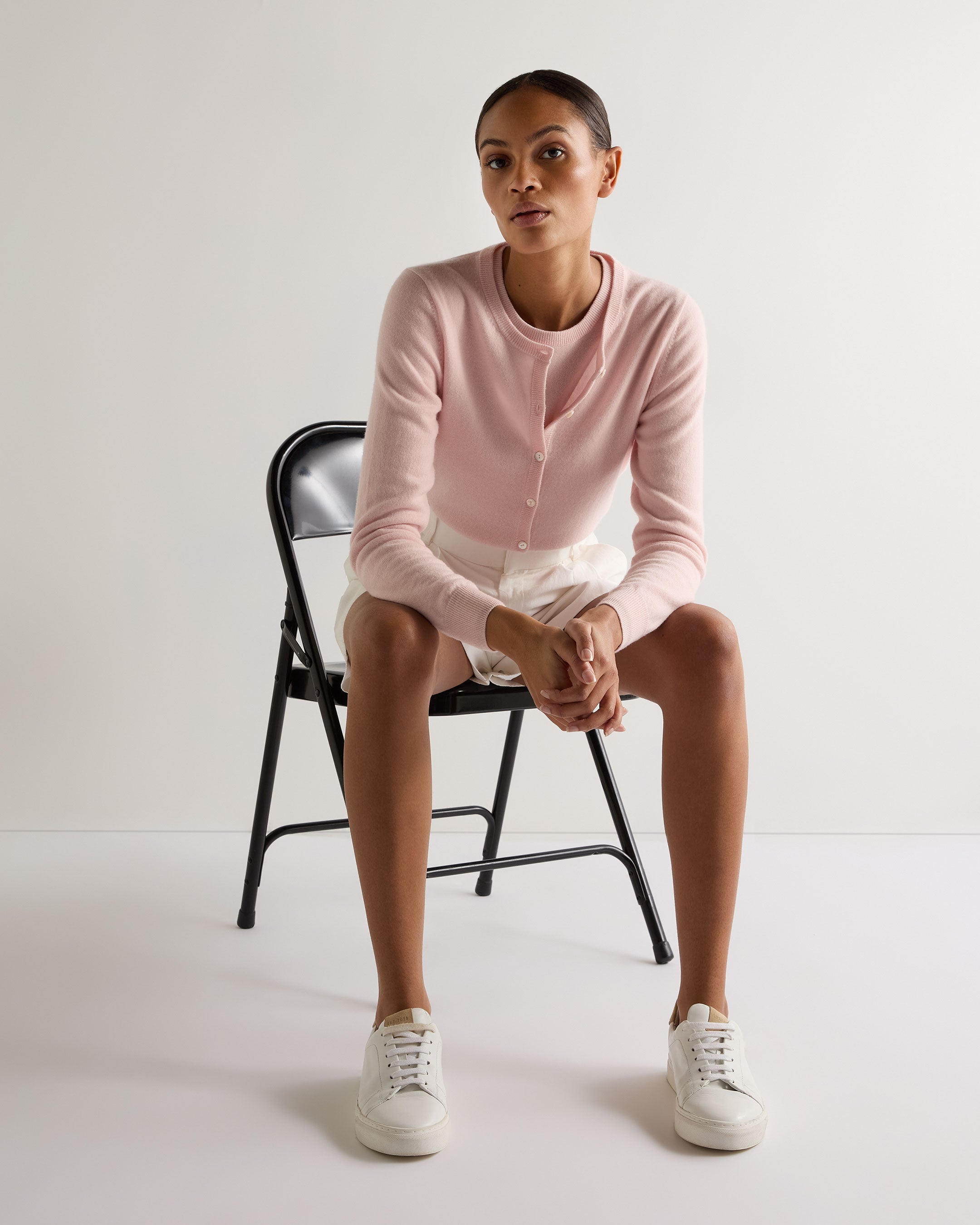 Women's Olivia Round Neck Cashmere Cardigan Blossom Pink - Soft & Warm Knit Sweater for Fall & Winter - Perfect for Office, Date Night & Casual Outfits