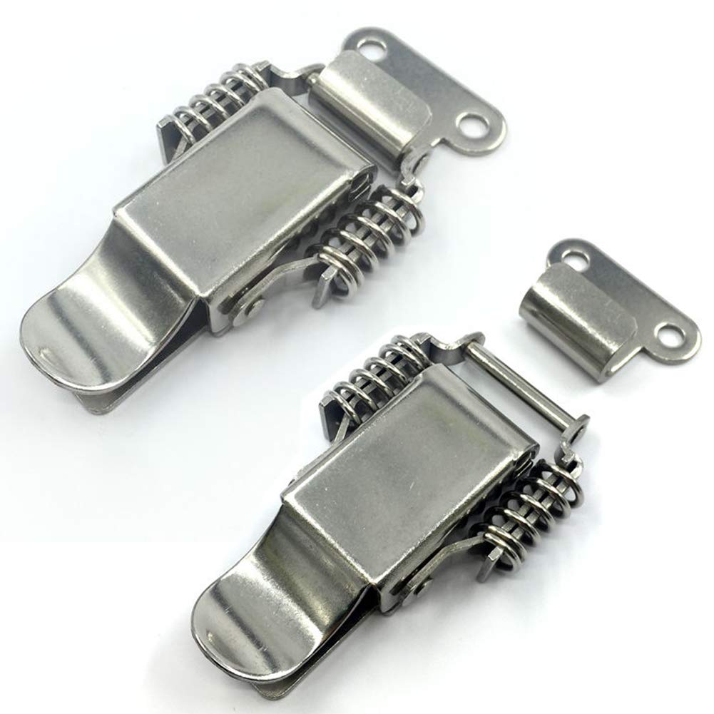 2-Pack Stainless Steel Spring Loaded Toggle Latch Clamps - 95mm Full Length Heavy Duty Draw Latch for Toolbox, Chest, Trunk & Case - Secure Locking Mechanism for DIY Projects, Furniture & Storage Solutions