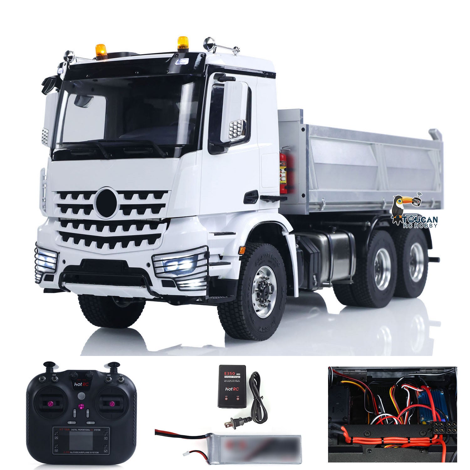 2-Speed 1/14 Scale RTR RC Hydraulic Dumper Truck with Metal Chassis - Remote Control Tipper Model with Light & Sound Effects, No Lock Differential Axle - Perfect for Construction Site Play & RC Hobby Enthusiasts