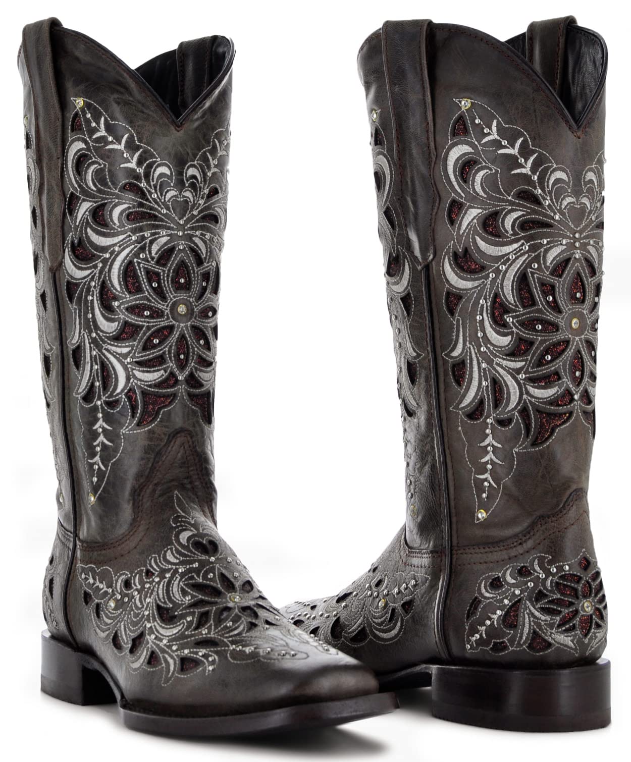 Soto Boots M50055 - Genuine Leather Cowboy Boots with Intricate Inlay Design for Men | Perfect for Western Rides, Country Music Festivals & Casual Wear