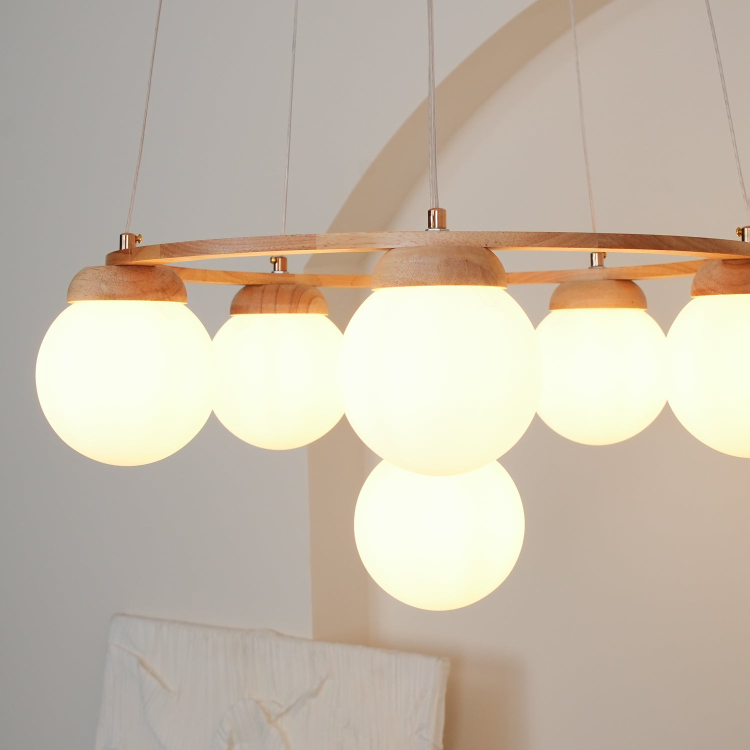 Elegant Miira Wooden Chandelier - Rustic Farmhouse Ceiling Light Fixture for Dining Room, Living Room & Bedroom Decor