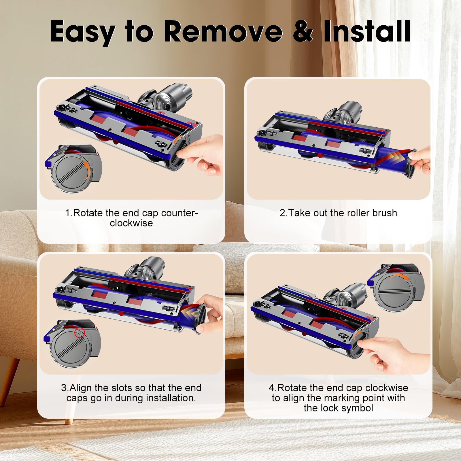 Dyson V7 V8 V10 V11 V15 Motorhead Replacement - LED Headlight Soft Roller Brush Head for Hardwood Floors & Carpets - Compatible with Dyson Cordless Stick Vacuums - Perfect for Pet Hair, Dust & Deep Cleaning at Home