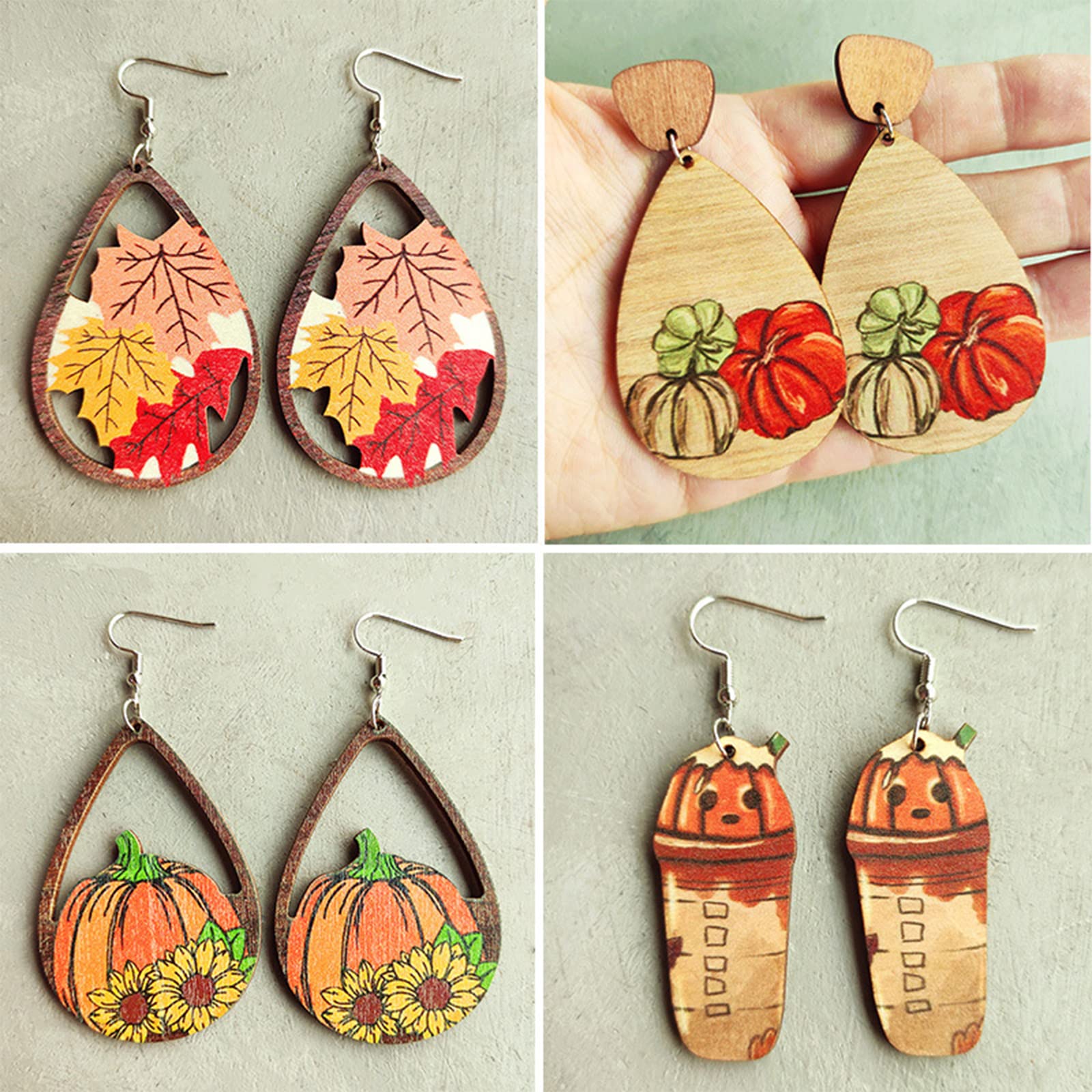 4-7 Pairs Thanksgiving Earrings for Women - Fall Maple Leaf, Candy Corn & Pumpkin Turkey Dangle Earrings - Autumn Jewelry Set for Thanksgiving Gifts (Perfect for Holiday Parties, Family Gatherings & Festive Outfits)