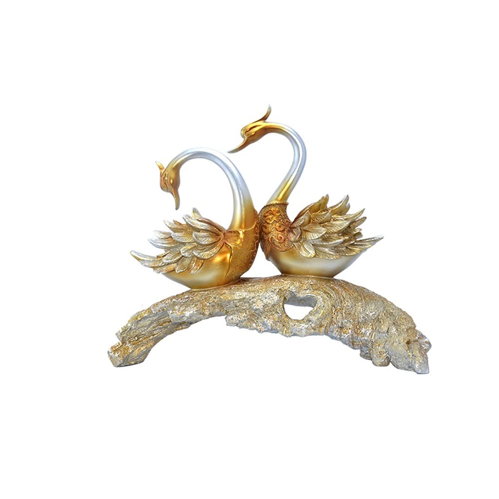Elegant Modern Resin Swan Couple Statue - Handcrafted Desktop Decor for Bedroom, Study, Living Room & TV Cabinet - Romantic Home Ornament for Wedding, Anniversary & Valentine's Day Gifts (Color A) | Perfect for Tabletop Display, Shelf Decor & Romantic Home Accents