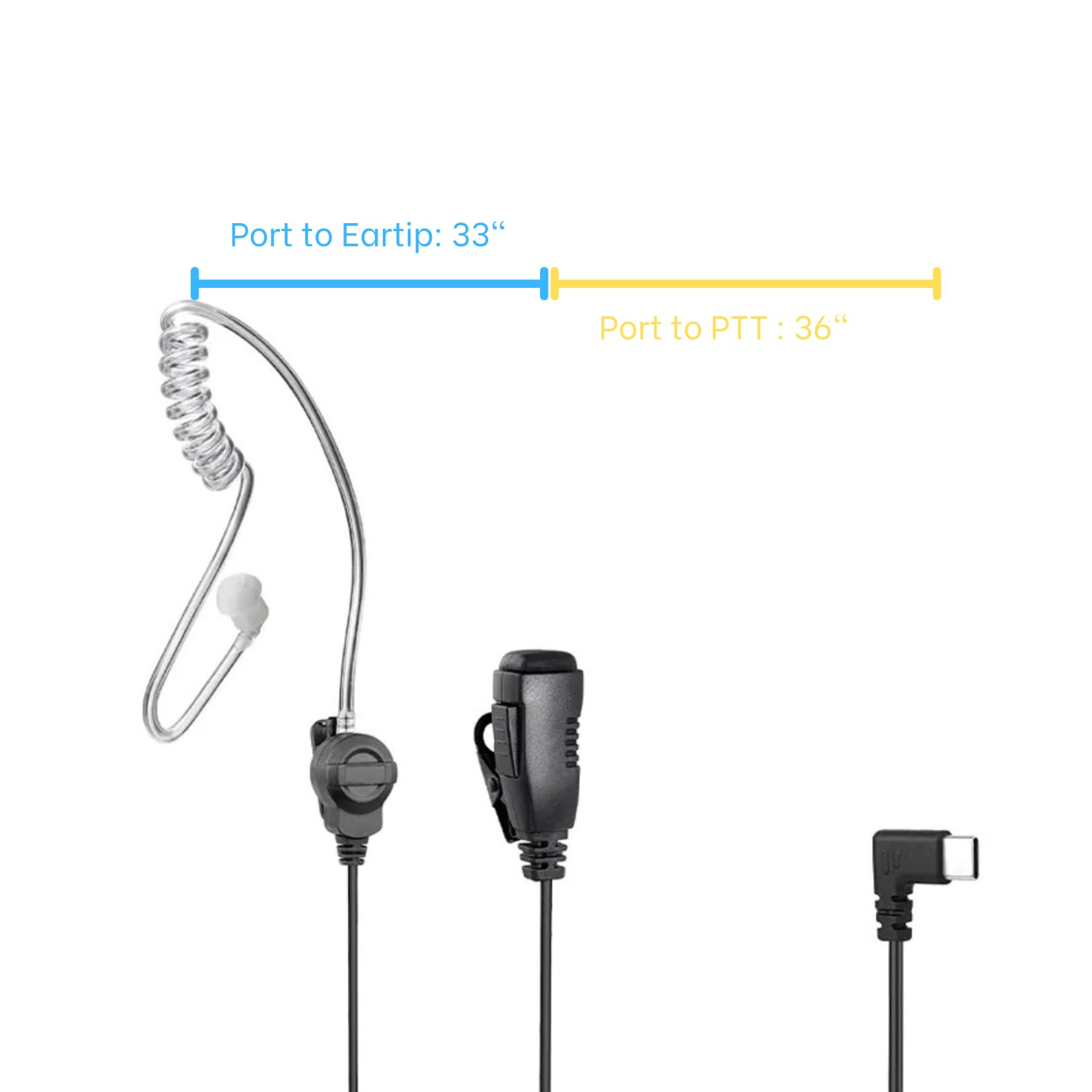 VOICEPING PTT Earpiece USB C - Wireless Earbuds with Push-to-Talk Button & Built-in Mic for Teams/Zello/Walkie Talkie Apps (Android/iOS Smartphones) - Perfect for Security, Construction & Warehouse Communication