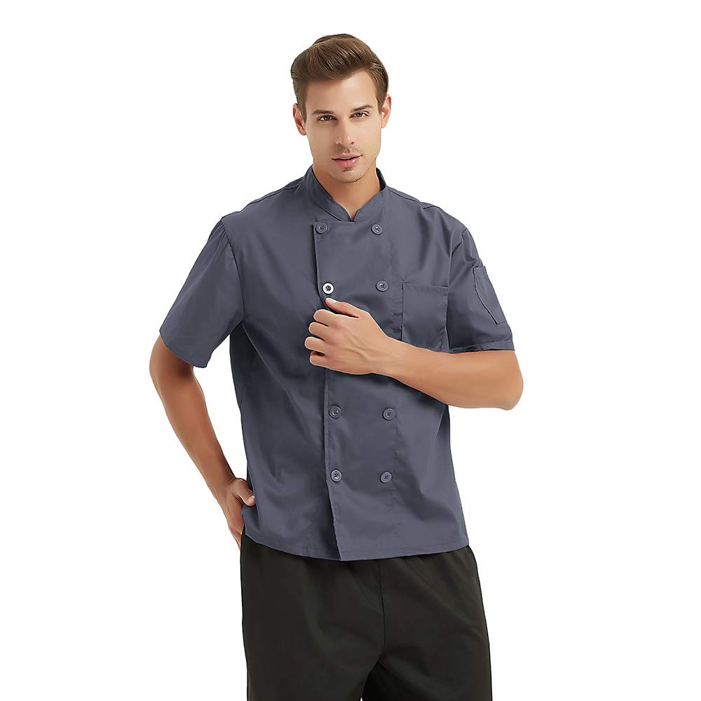TOPTIE 3 Pack Custom Short Sleeve Chef Coats - Personalized Heat Transfer & Embroidered Chef Jackets for Men & Women - Perfect for Restaurants, Catering & Culinary Schools (SET7-S)