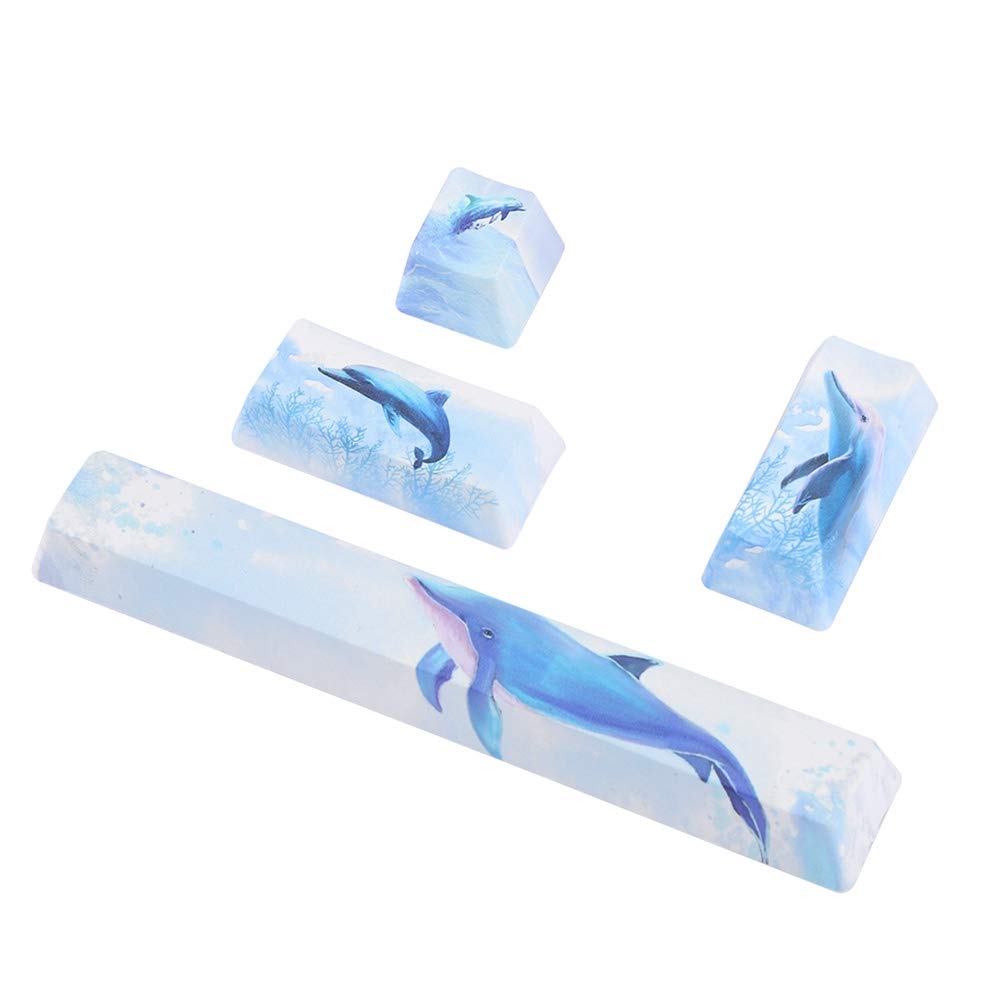 Sanpyl PBT Dolphin Pattern Keycap Set - Universal DIY 5-Sided Dye-Sublimated Keycaps for Mechanical Keyboards | Perfect for Gaming, Typing & Custom Keyboard Builds
