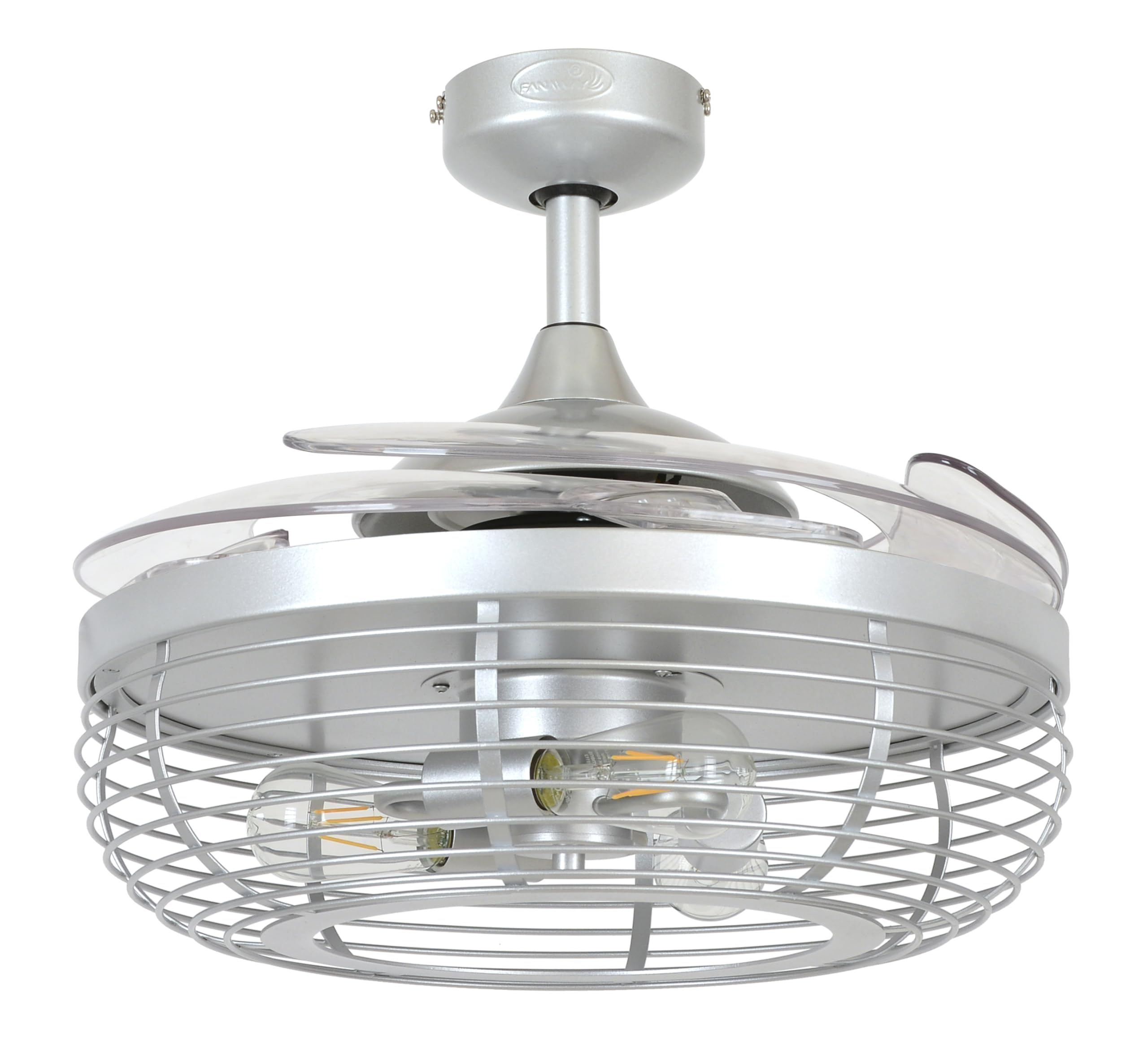 Fanaway Carbondale 48-inch Ceiling Fan with Light - Gray Silver & Clear Blades - Perfect for Living Room, Bedroom, and Outdoor Patio Cooling