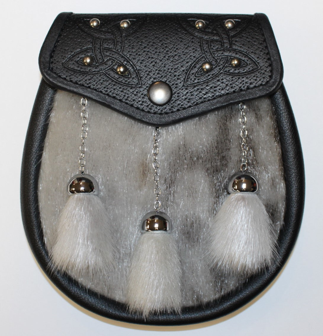 Premium Pale Skin Semi Dress Sporran AZD - Traditional Scottish Waist Pouch for Men's Kilt Outfits & Highland Dress Events