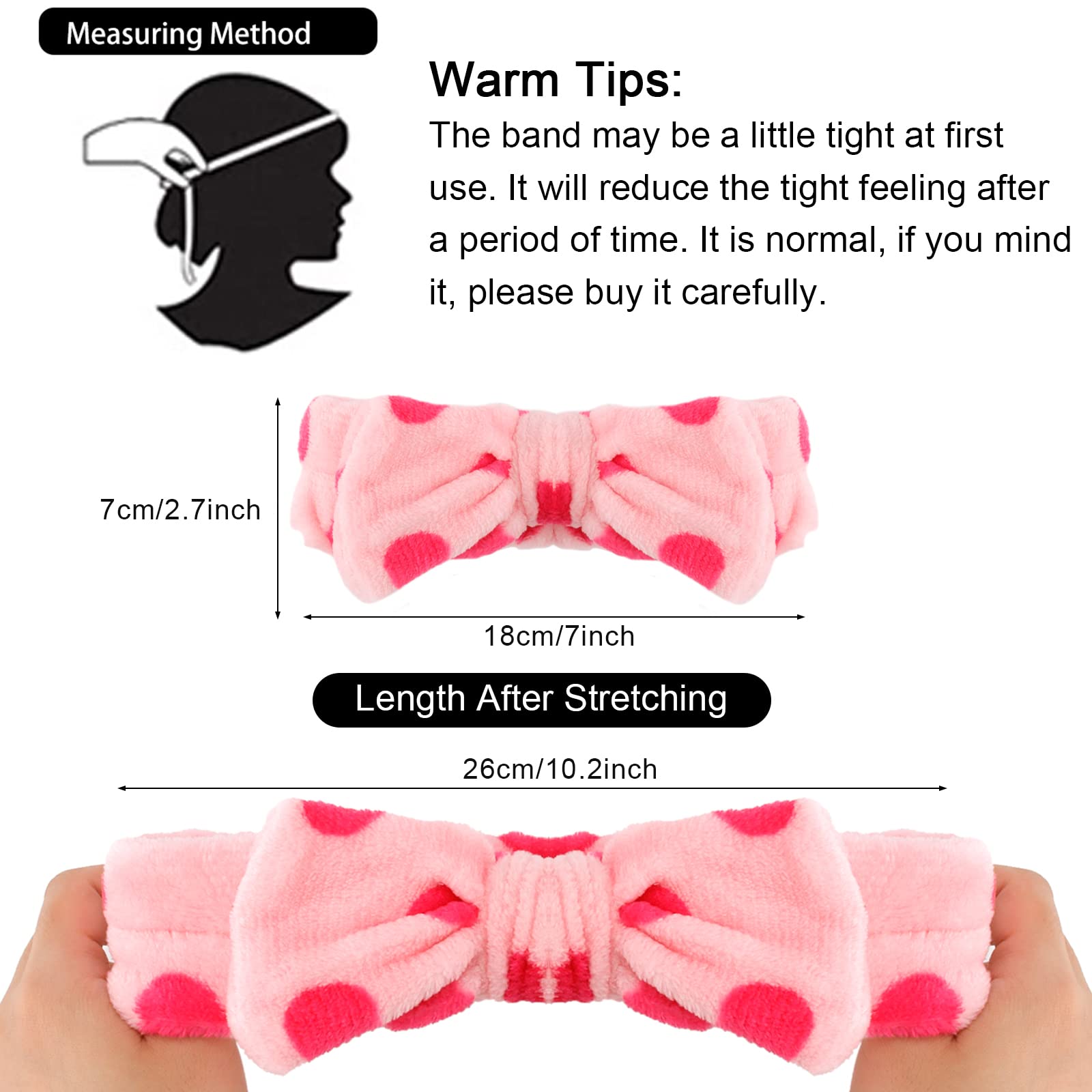 WHAVEL 9 Pack Pink Microfiber Hairband for Washing Face & Skincare - Soft Makeup Headbands with Cute Bow for Women - Perfect for Spa, Bath, Beauty Routine & Nighttime Skincare