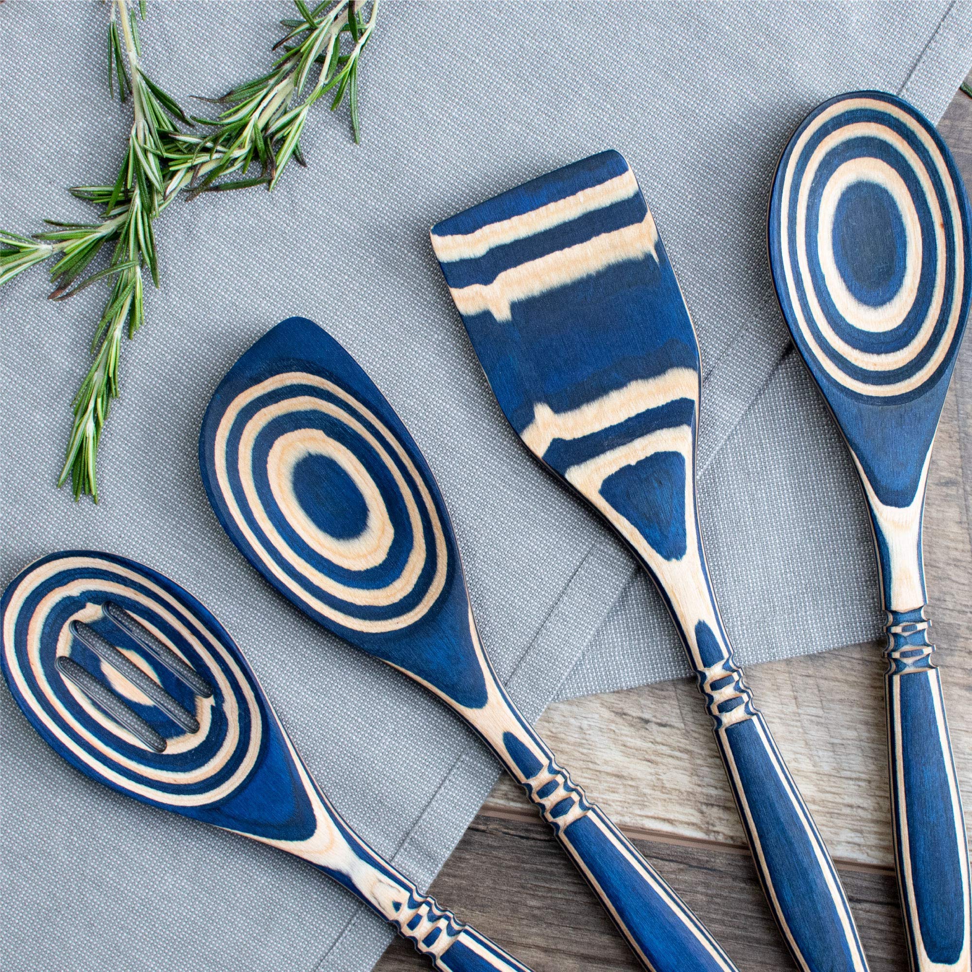 Pakkawood 6-Piece Kitchen Utensil Set - Heat Resistant & Non-Stick Spoons, Spatula & Measuring Spoons (13