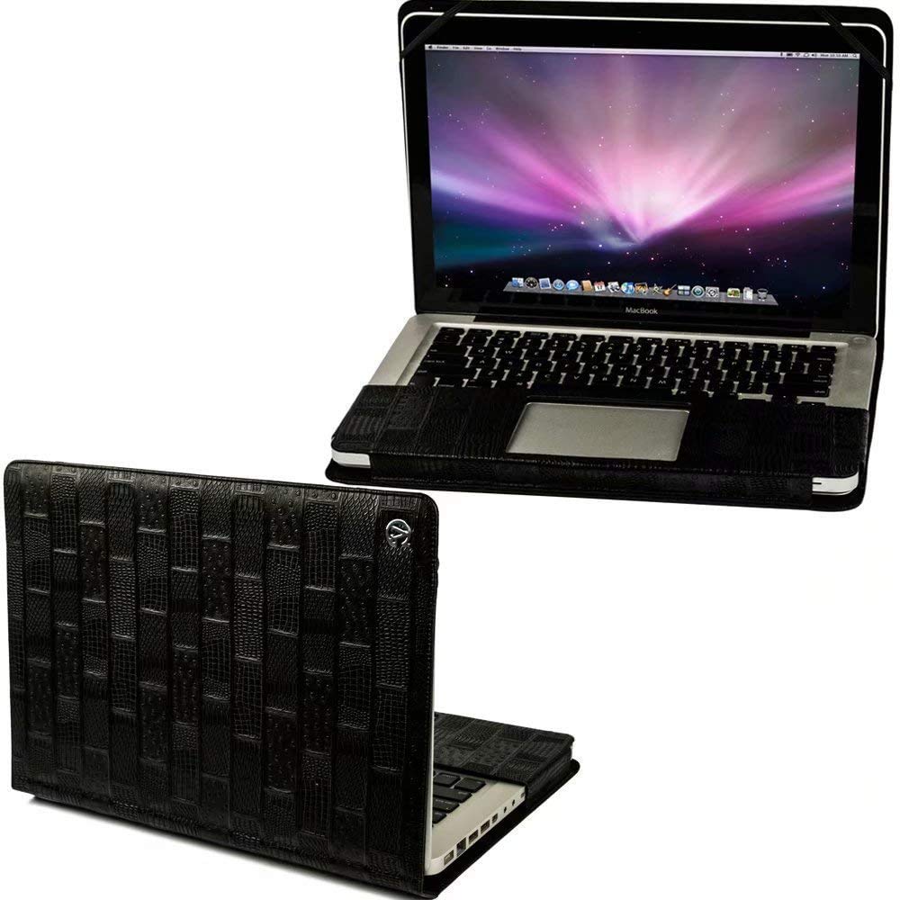 Premium Genuine Leather Folio Case for MacBook Pro 13 Inch (2016-2022 Models A1989/A1706/A1708/A2159/A2289/A2251) - Slim Protective Cover with Card Slots & Stand Function - Perfect for Business, Travel & College Use