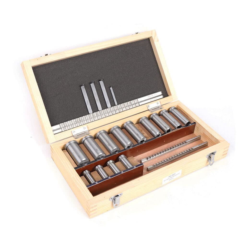 22 PCS Metric Keyway Broach Set - Professional Metal Processing Kit for Milling Machines with Ferrule Bushing Gaskets | Industrial Tools for Metalworking, CNC Machining & DIY Projects