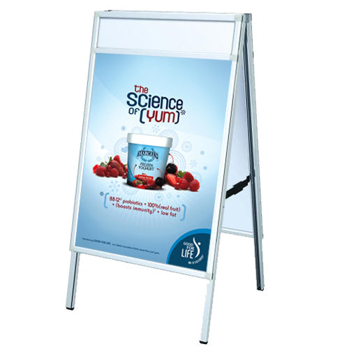 24x36 A-Frame Sign Holder - Customizable Message Header & Top Loading Frames for Indoor/Outdoor Use - Perfect for Restaurants, Retail Stores, and Events