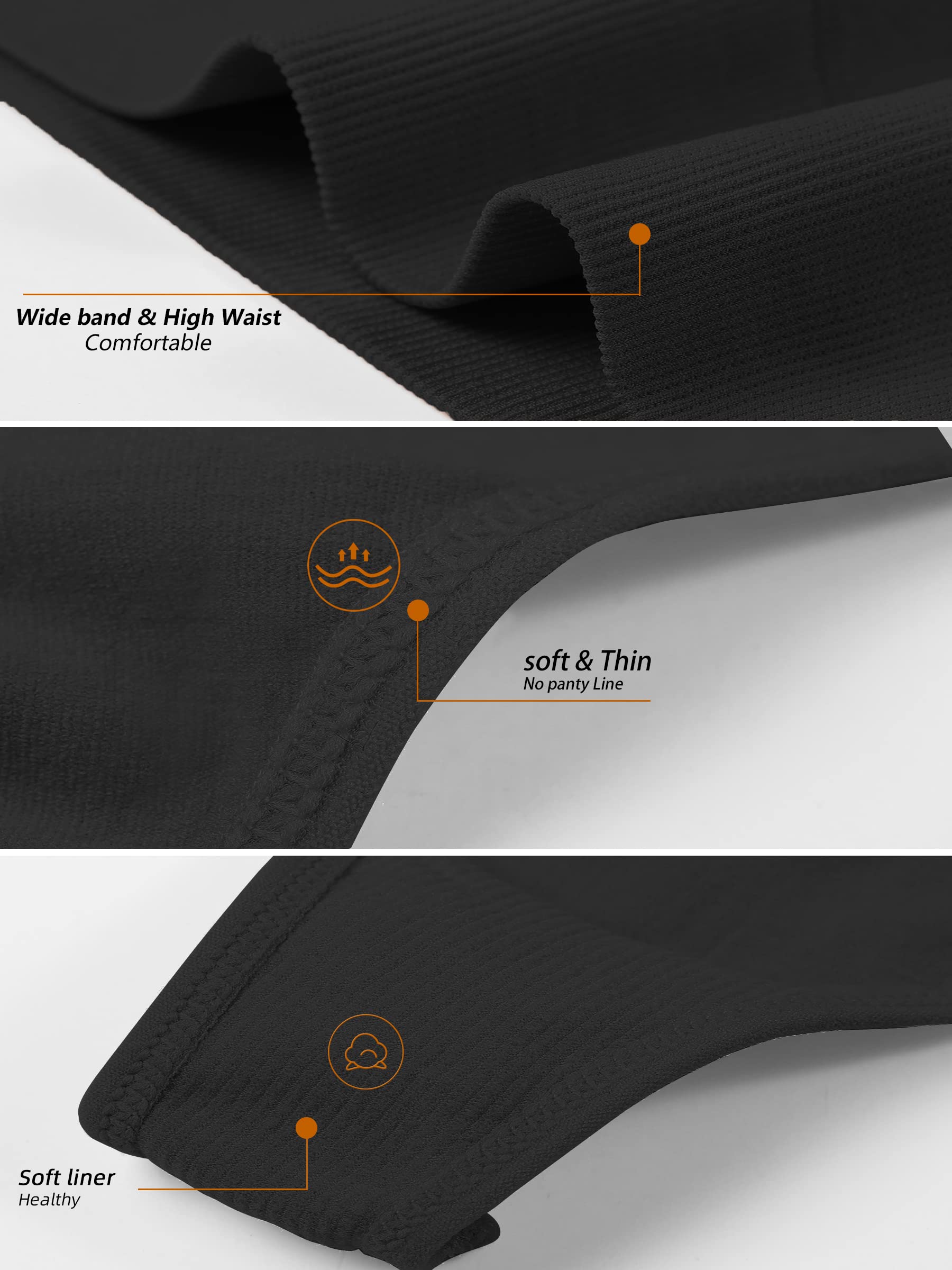 FINETOO 6 Pack High Waisted Thongs for Women - Nylon Spandex Underwear, Breathable Soft Stretchy Panties, High Rise S-XL - Perfect for Everyday Wear, Yoga & Workout