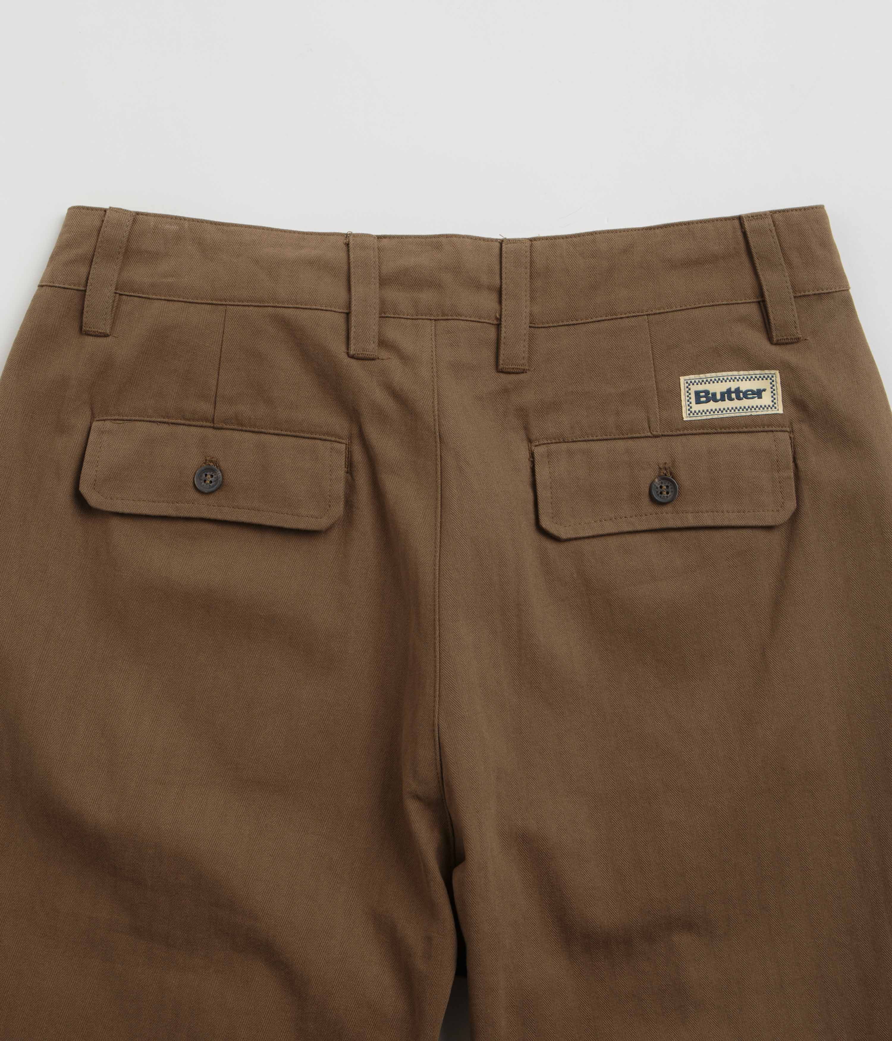 Butter Goods Pleated Trousers for Men - Classic Brown Casual Pants | Perfect for Office, Business Casual & Smart Outfits