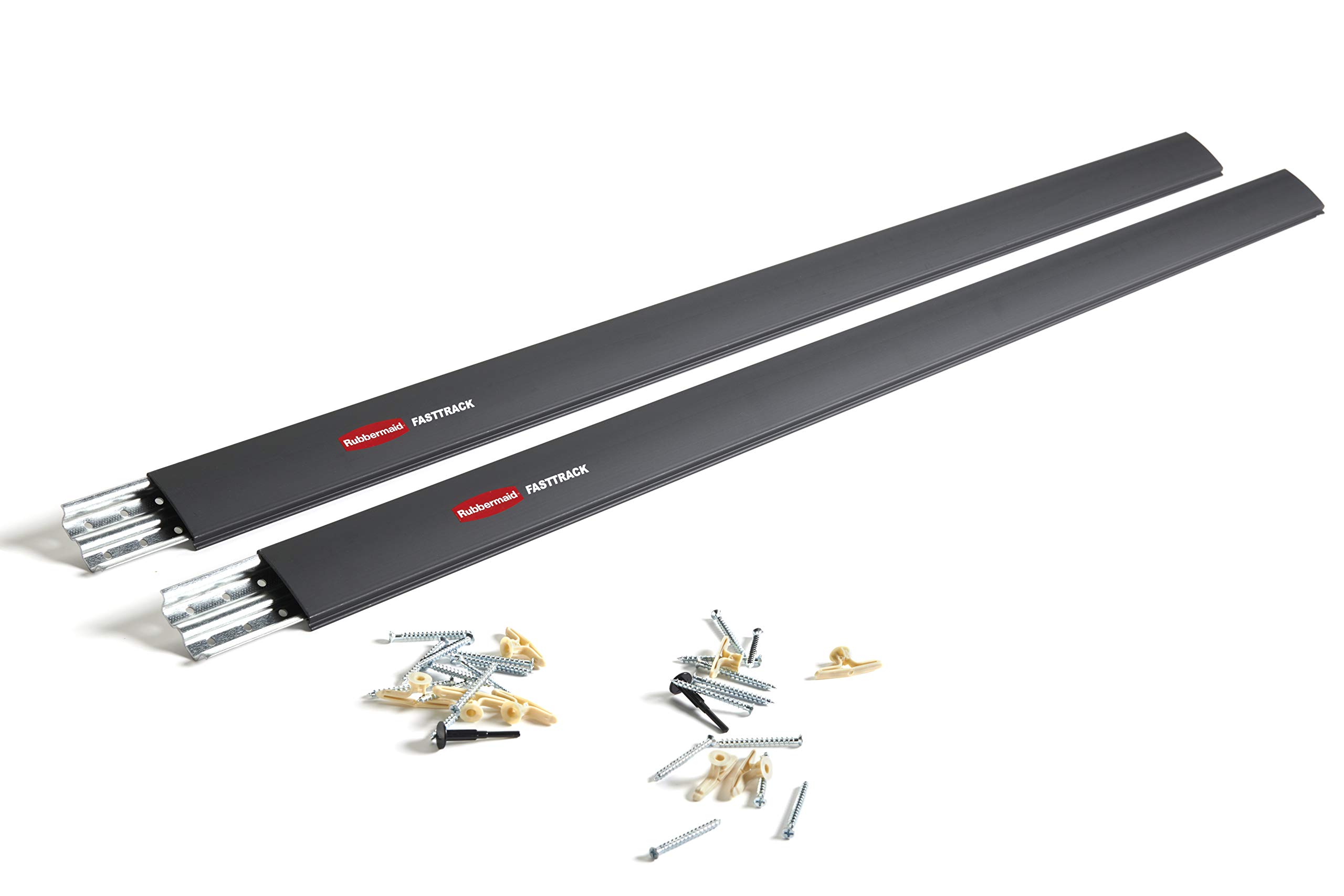 Rubbermaid FastTrack 48-Inch Wall Mounted Garage Storage System - Heavy Duty 1750 lb Capacity per Rail - 2-Pack for Home & Garage Organization - Perfect for Tools, Bikes, Shelves & Sports Equipment Storage