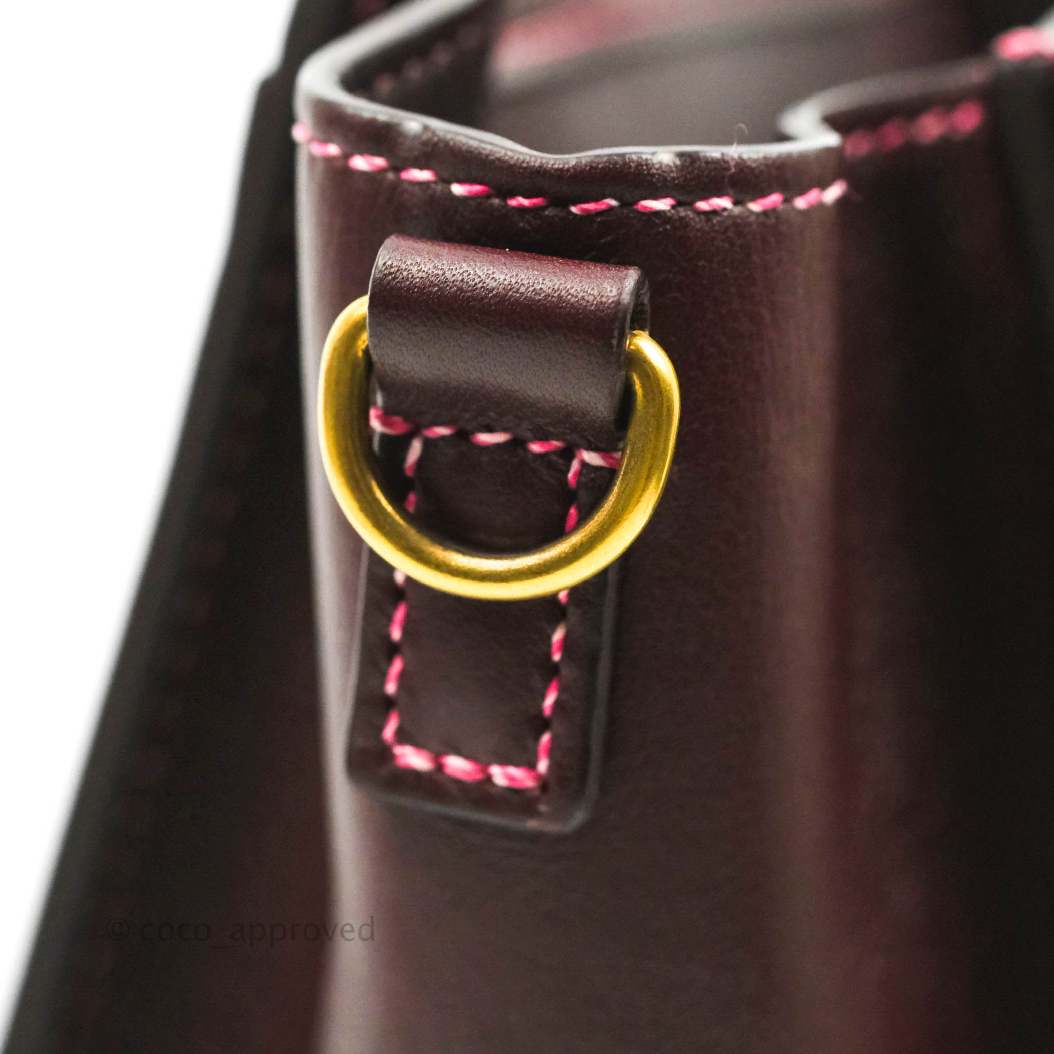 Celine Nano Luggage Handbag in Burgundy with Gold Hardware - Perfect for Work, Travel & Everyday Use