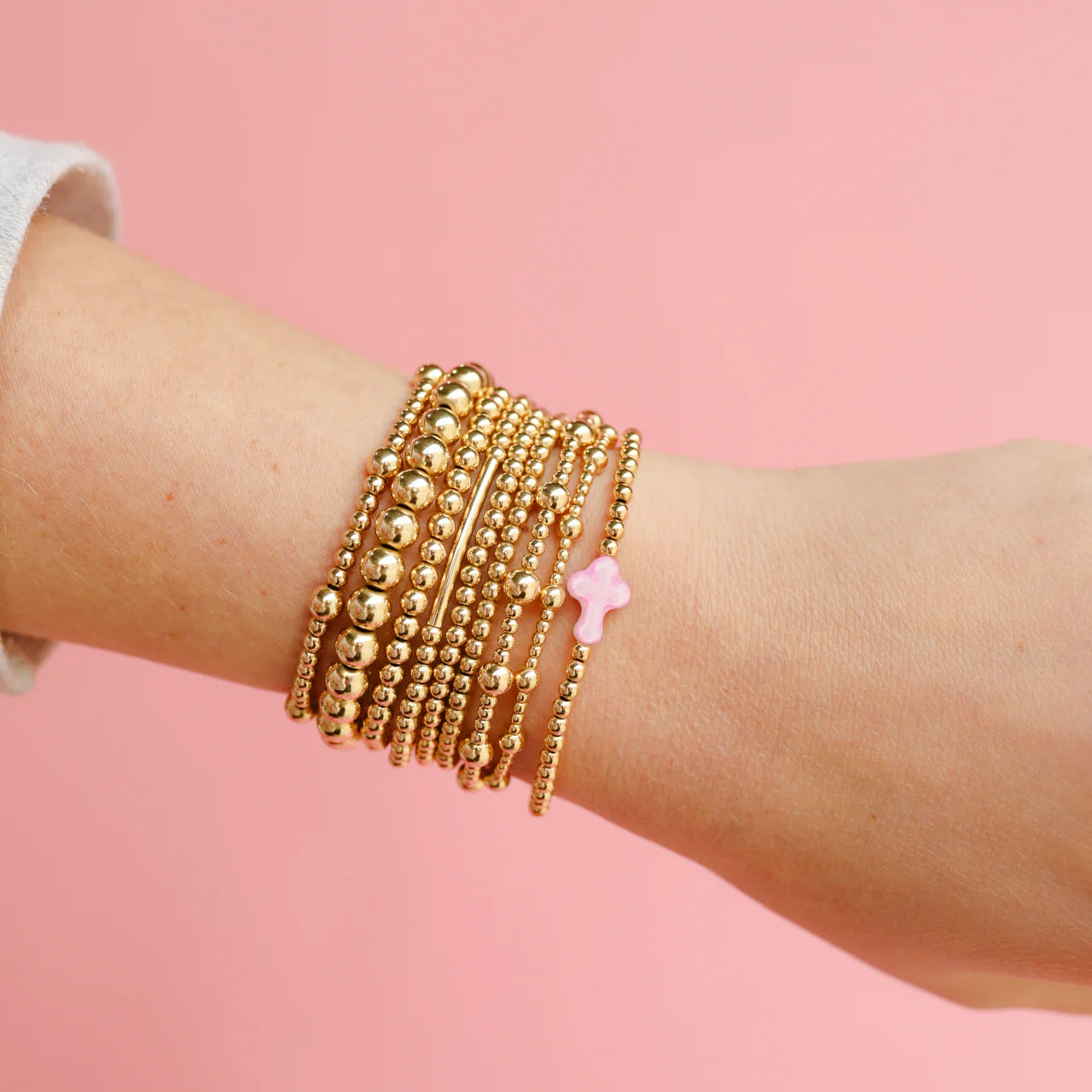 6MM Gold Beaded Bracelet for Women - Elegant Stackable Jewelry Gift for Birthday, Anniversary & Everyday Wear