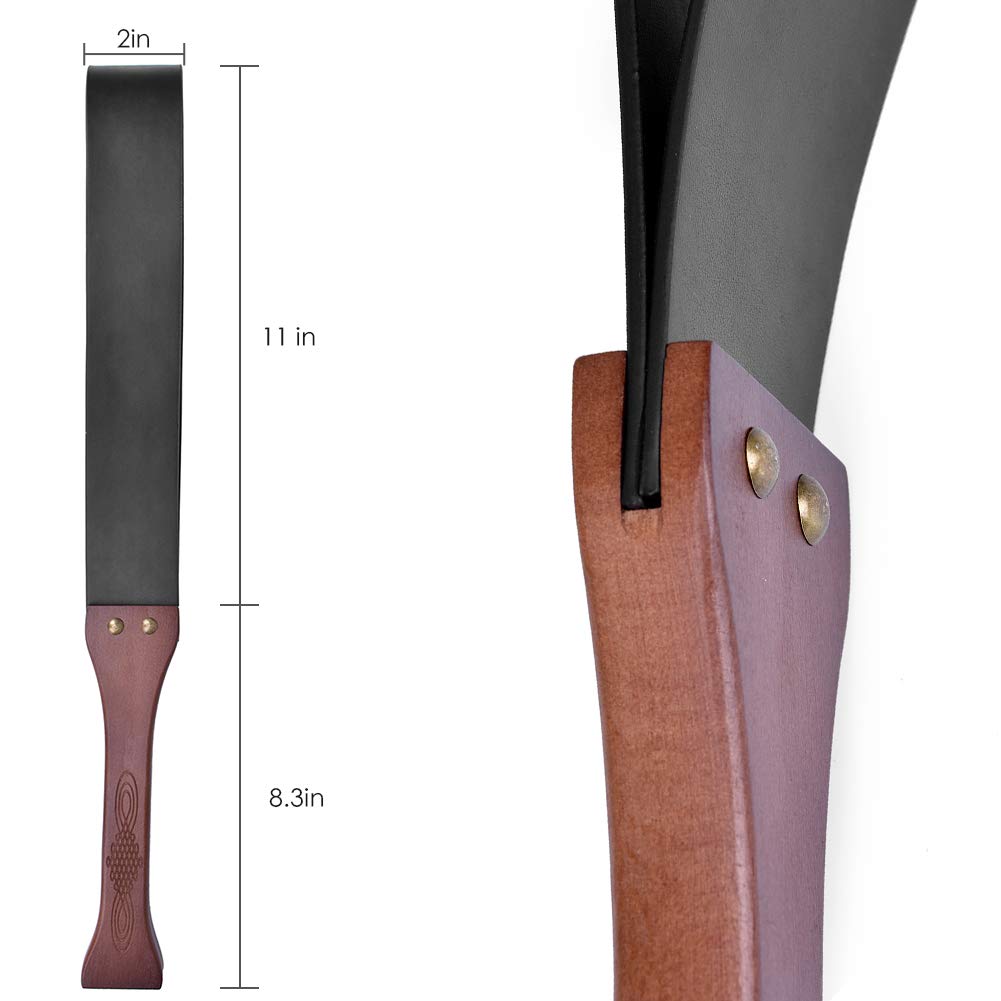 Premium BDSM Leather Spanking Paddle with Anti-Slip Wooden Handle - Sensual Couples Toy for Spanking Play, BDSM & Role Play - Perfect for Bedroom Fun, Adult Playtime & Kinky Gift Ideas