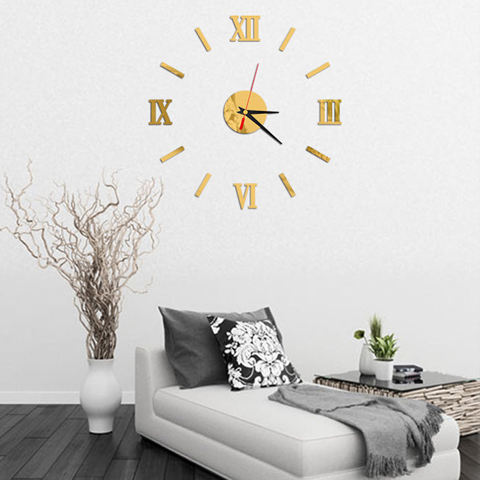 3D Big Clock Wall Stickers - DIY Home Decor Quartz Watch Acrylic Mirror Clocks for Living Room, Bedroom & Office Decoration - Easy to Install Peel & Stick Wall Art