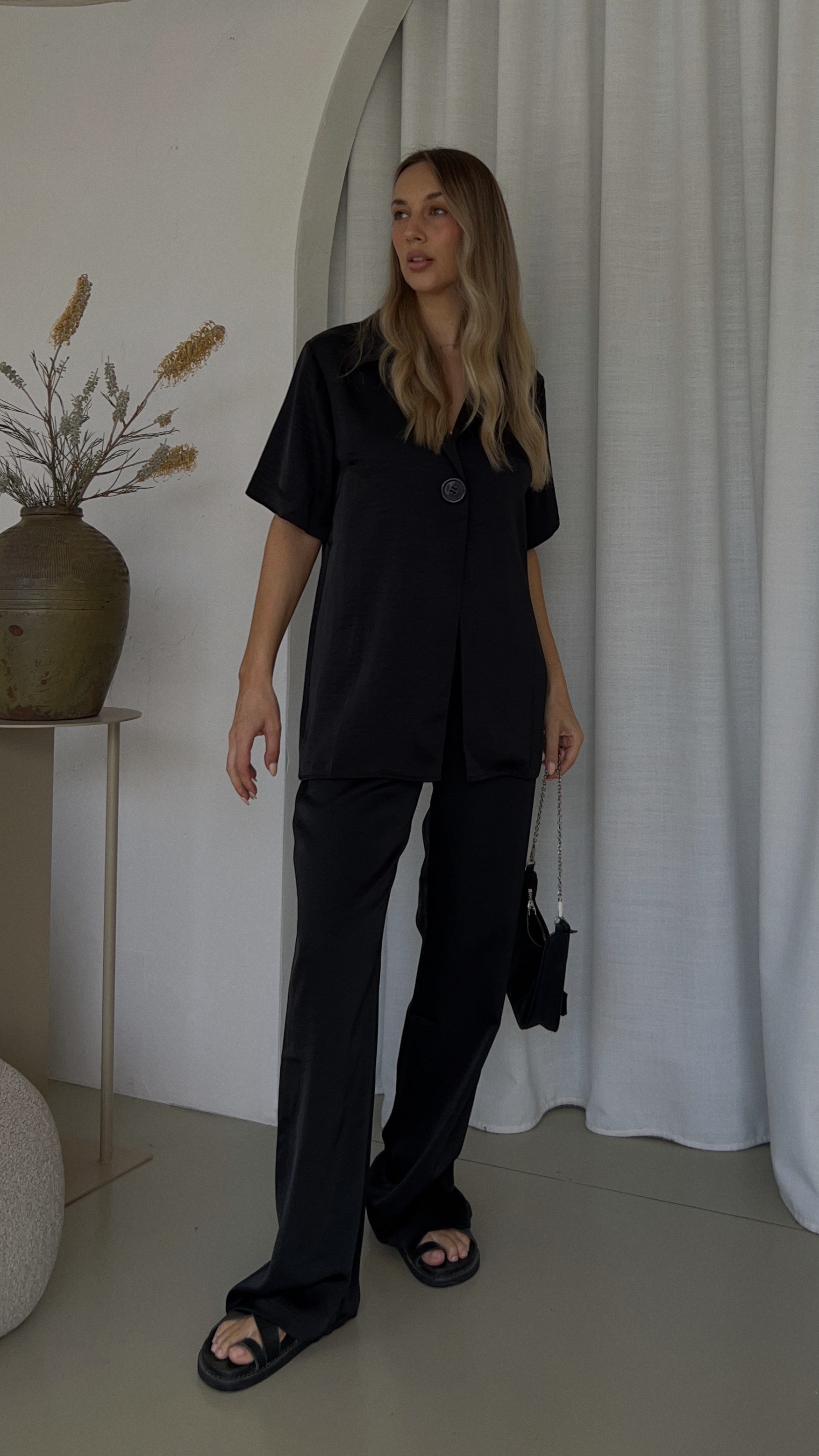 Imogen Button Pants for Women - High Waisted Black Trousers with Front Buttons | Casual Office Pants & Chic Streetwear Outfits