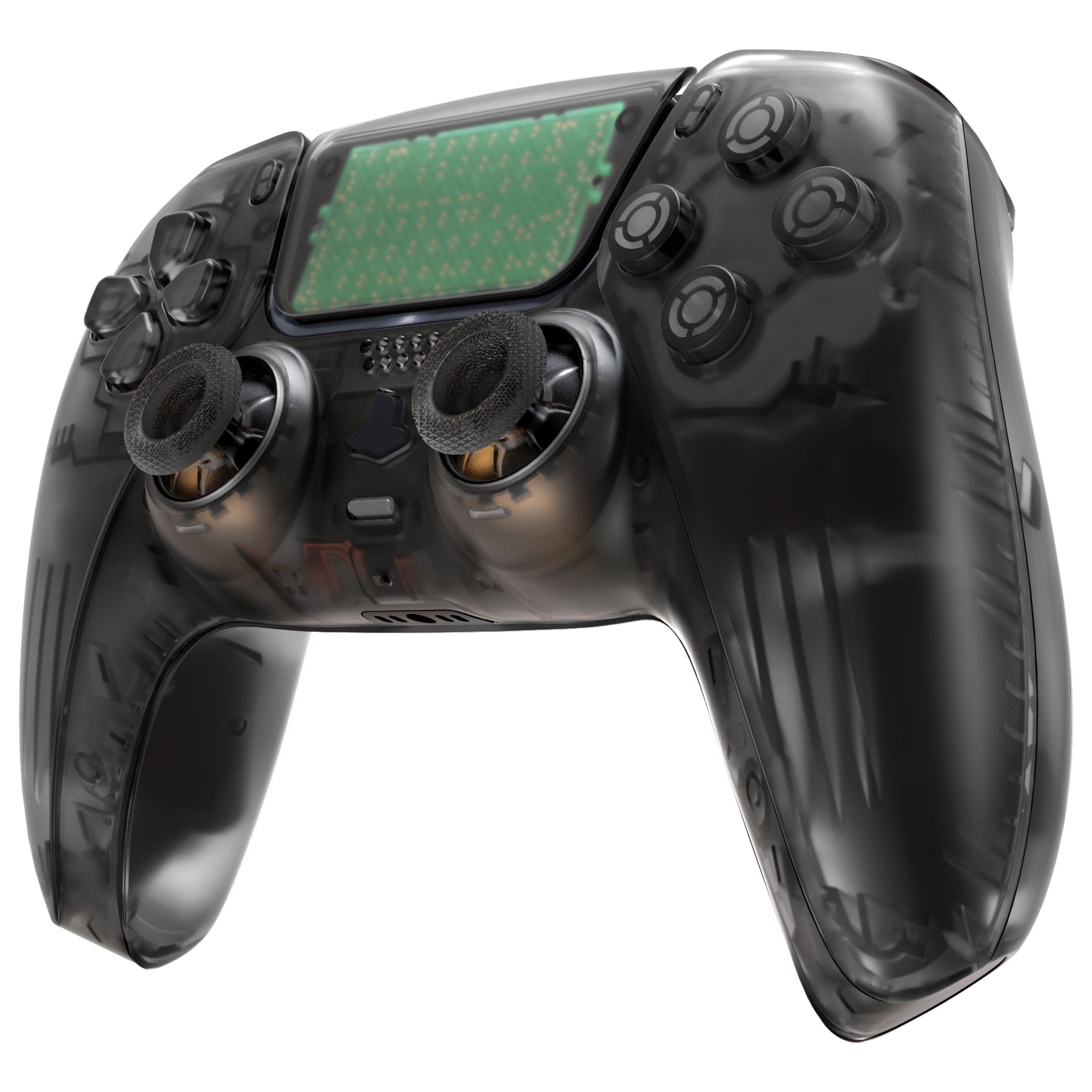 eXtremeRate Clear Black Replacement Housing Shell with Buttons & Touchpad Cover for PS5 Controller BDM-030/040/050 (QPFM5007G3) - Custom Decorative Front & Back Plates for Enhanced Gaming Experience