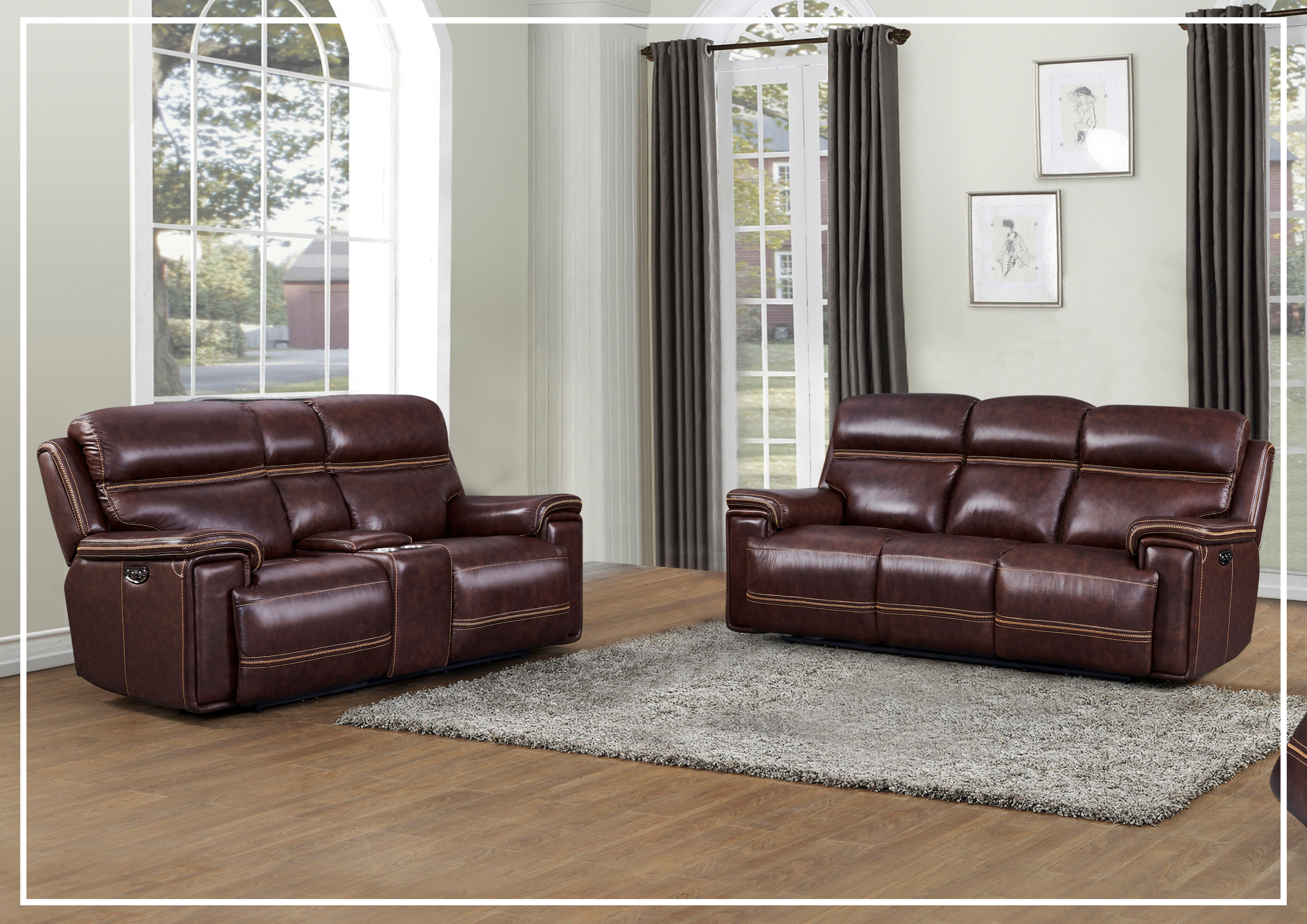 Gio Italia Fabiano Power Reclining Leather 2-Seater Sofa - Modern Living Room Furniture for Home Theater & Relaxation