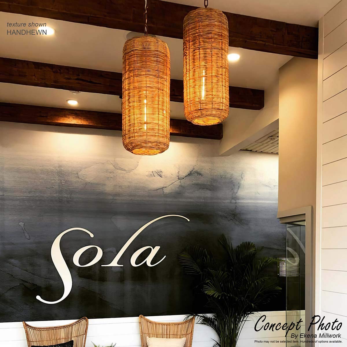 Ekena Millwork BMHH3C0080X060X096ZH 3-Sided U-Shaped Hand Hewn Endurathane Faux Wood Ceiling Beam - 8