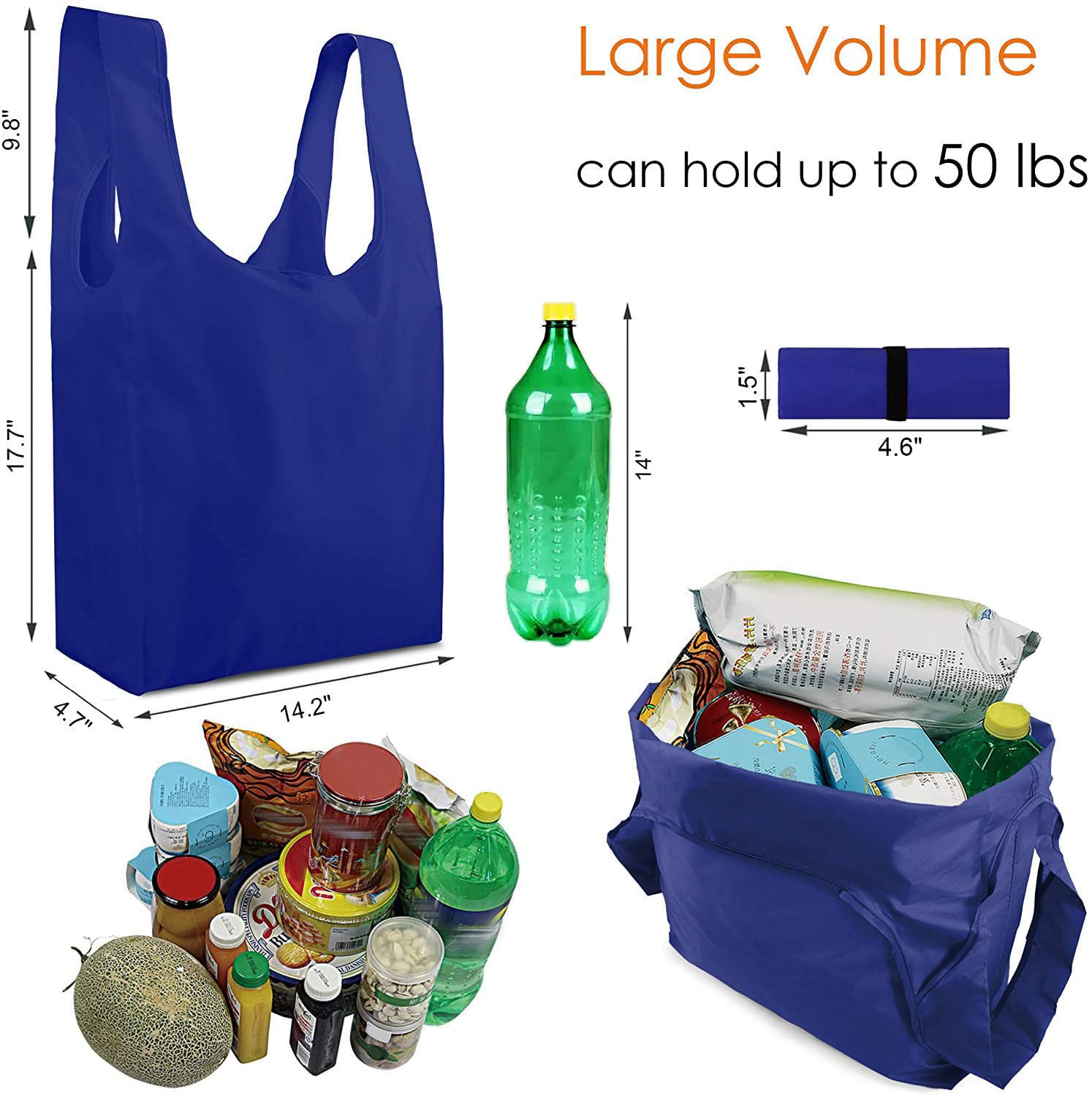 BeeGreen 12 Pack Reusable Shopping Bags - Heavy Duty 50LBS Capacity Grocery Totes with Zipper Pouch, Foldable Travel Tote & Snack Bags - Eco-Friendly Polyester Bags for Grocery Shopping, Travel, Picnics & Gift Giving