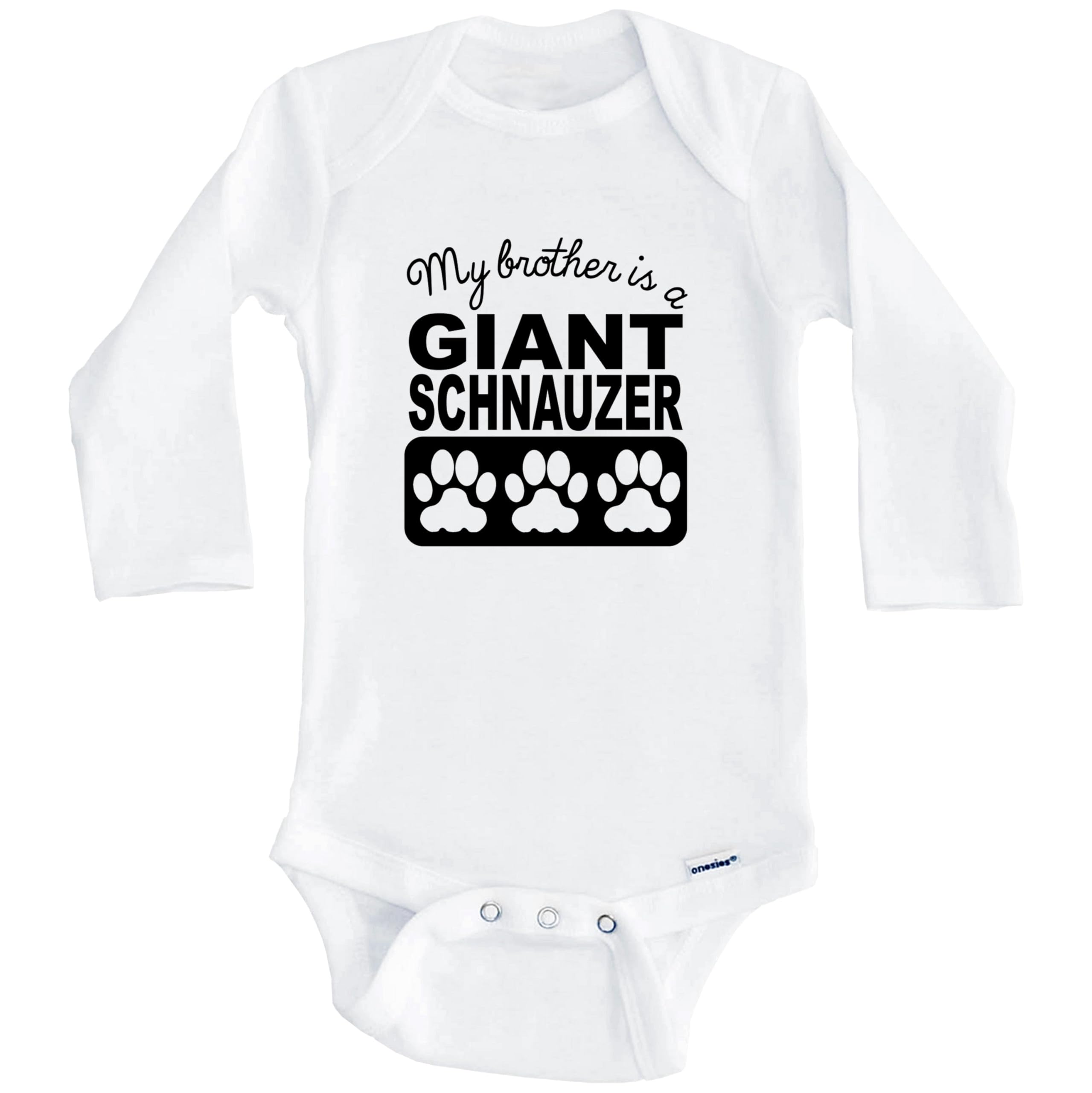 My Brother is a Giant Schnauzer Baby Bodysuit - Long Sleeve One-Piece Outfit for Infants | Perfect for Family Photos, Pet Lovers & Cute Baby Outfits