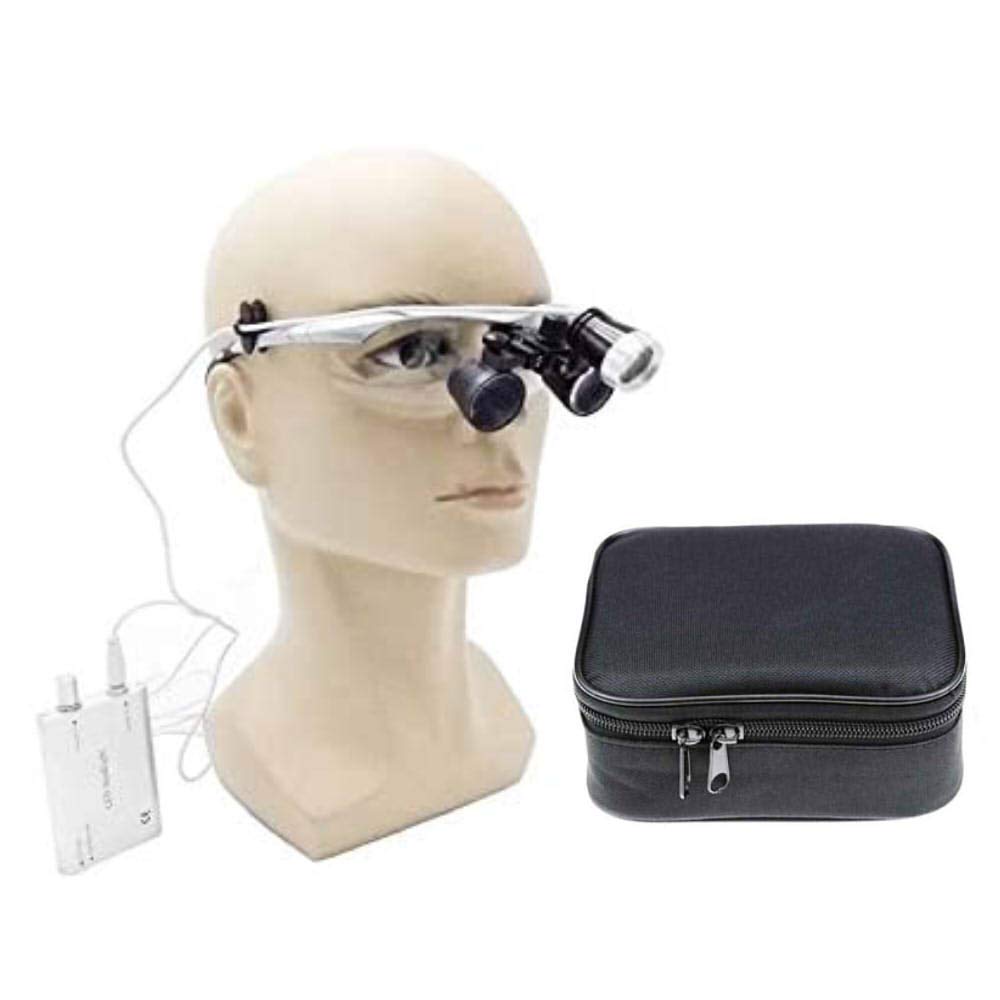 BoNew 2.5X Magnifying Glass with LED Headlamp - Optical Glass Lens, Portable & Hands-Free for Jewelry Making, Watch Repair, and Reading - Includes Storage Pouch (Silver)