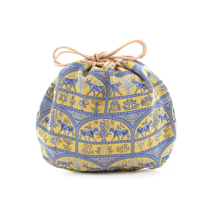 Nishijin Ori Small Drawstring Bull Purse - Handmade Kyoto Japanese Traditional Craft Bag for Coins, Jewelry & Gifts | Perfect for Festivals, Travel & Everyday Use