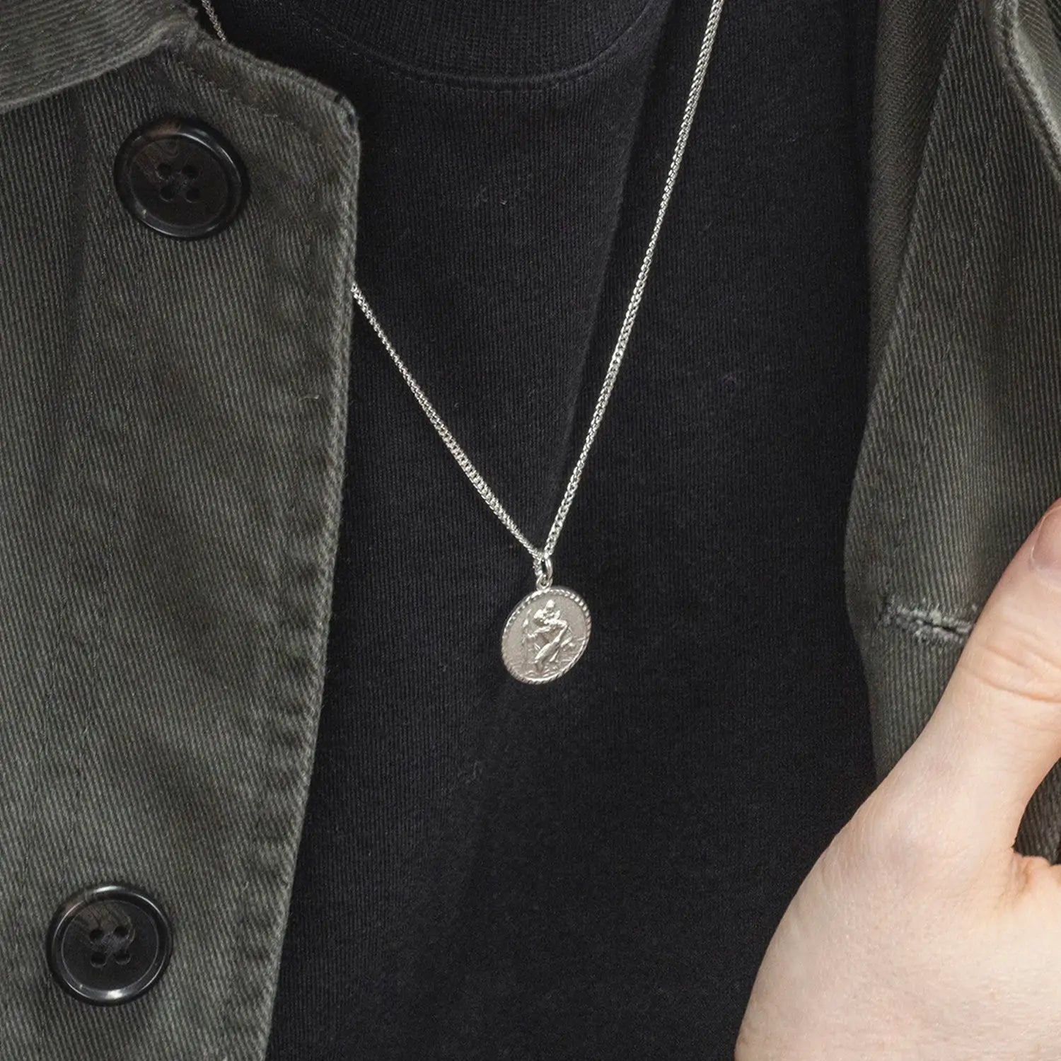 St. Christopher Necklace for Men - Solid Sterling Silver with Custom Engraving - Religious Jewelry for Protection & Travel Blessings