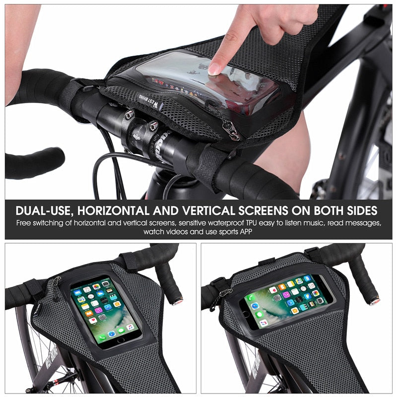 **Sweatbands for Bike Trainer with Phone Pouch - Sweat Absorbing Guard for Indoor Cycling, MTB & Road Bikes - Perfect for Home Exercise & Gym Workouts**
