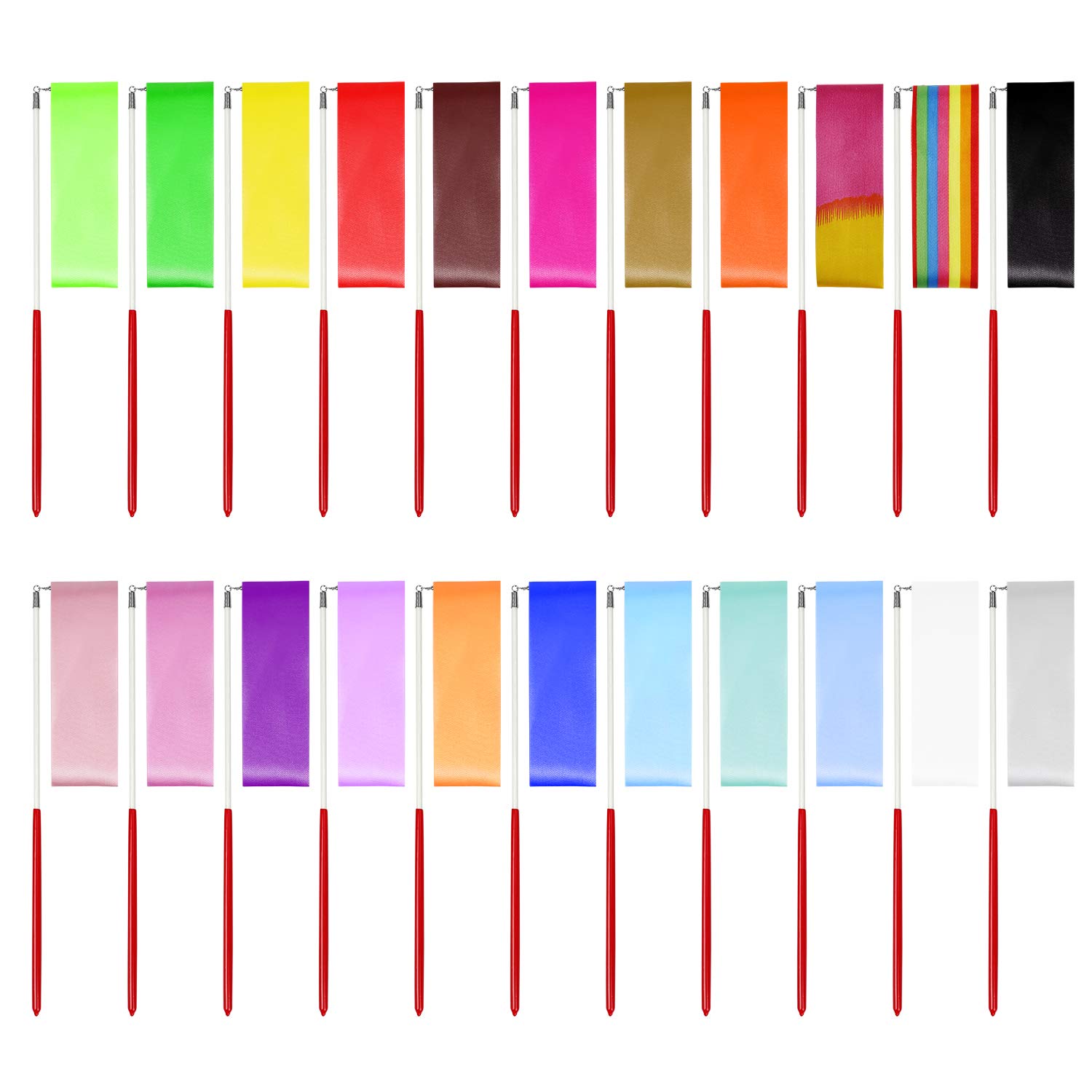 22-Piece 2-Meter Dance Ribbon Set for Kids - 22 Colorful Gymnastics Streamers for Rhythmic Dance, Artistic Performance & Gym Training | Perfect for Dance Classes, Competitions & Playtime