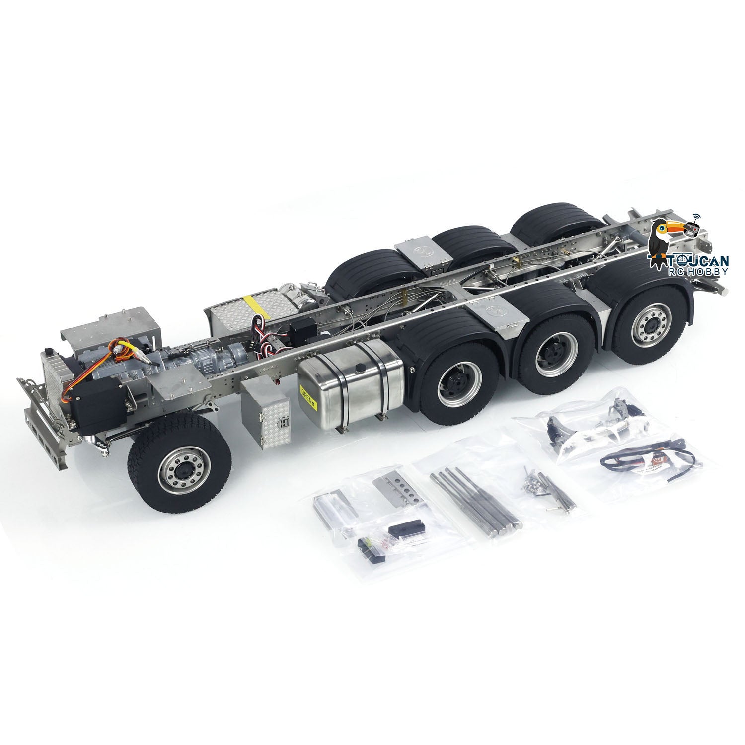 1/14 Scale Metal 8x8 Chassis for 770S JX F1650 Crane RC Trucks & Electric Cars - with Light/Sound System & 3-Speed Transmission - DIY Model Kit for RC Enthusiasts - Perfect for Off-Road Crawling and Heavy-Duty Simulation