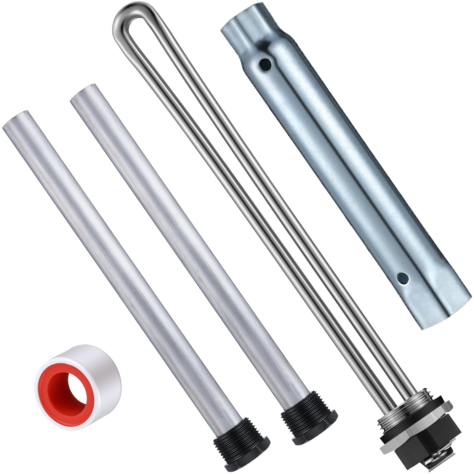 Saillong 5-Piece RV Water Heater Replacement Kit - Includes 2 Anode Rods, 1 Electric Heating Element, 1 Dual Hex Wrench & 1 Teflon Tape - Compatible with Suburban RV Water Heaters | Perfect for RV Maintenance, Camping Trips & Off-Grid Living