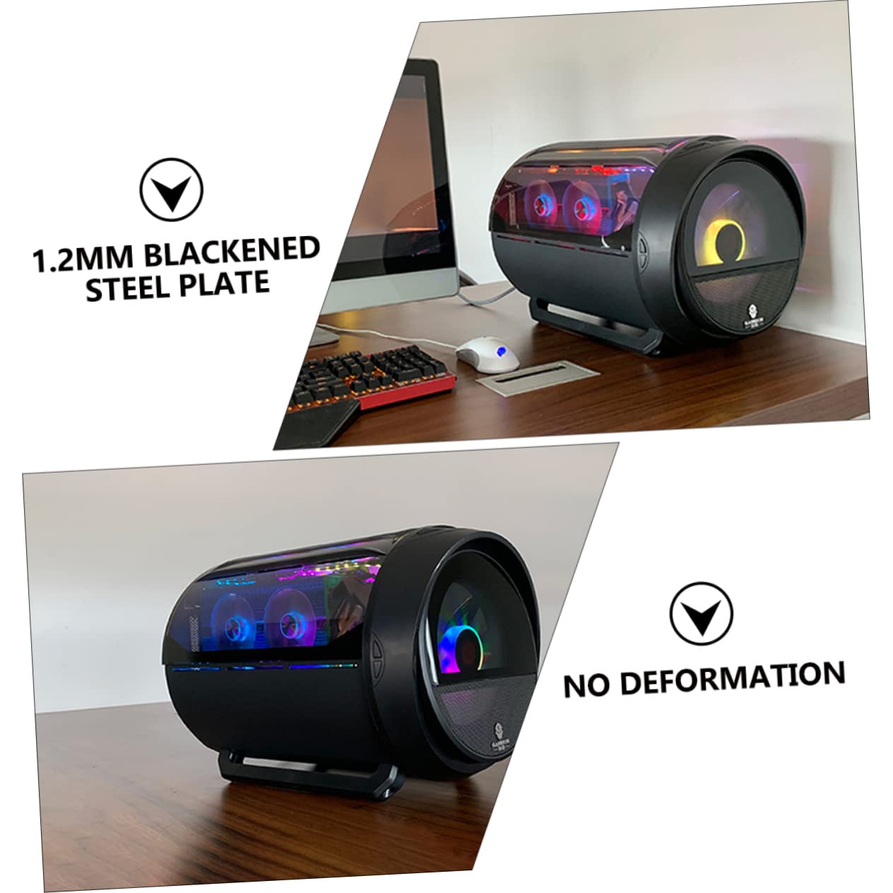 Mikikit Clear ATX Computer Case - Transparent PC Gaming Chassis with Tempered Glass, High Airflow Design for Home & Internet Cafe Desktop Computers - Perfect for Gaming Rigs & Office Workstations