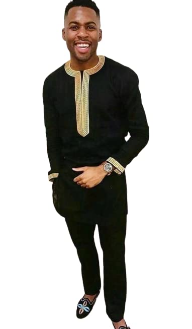 African Dashiki Shirt for Men - Black Traditional Wedding Groom Attire & Casual Wear | African Print Clothing for Special Occasions & Cultural Events