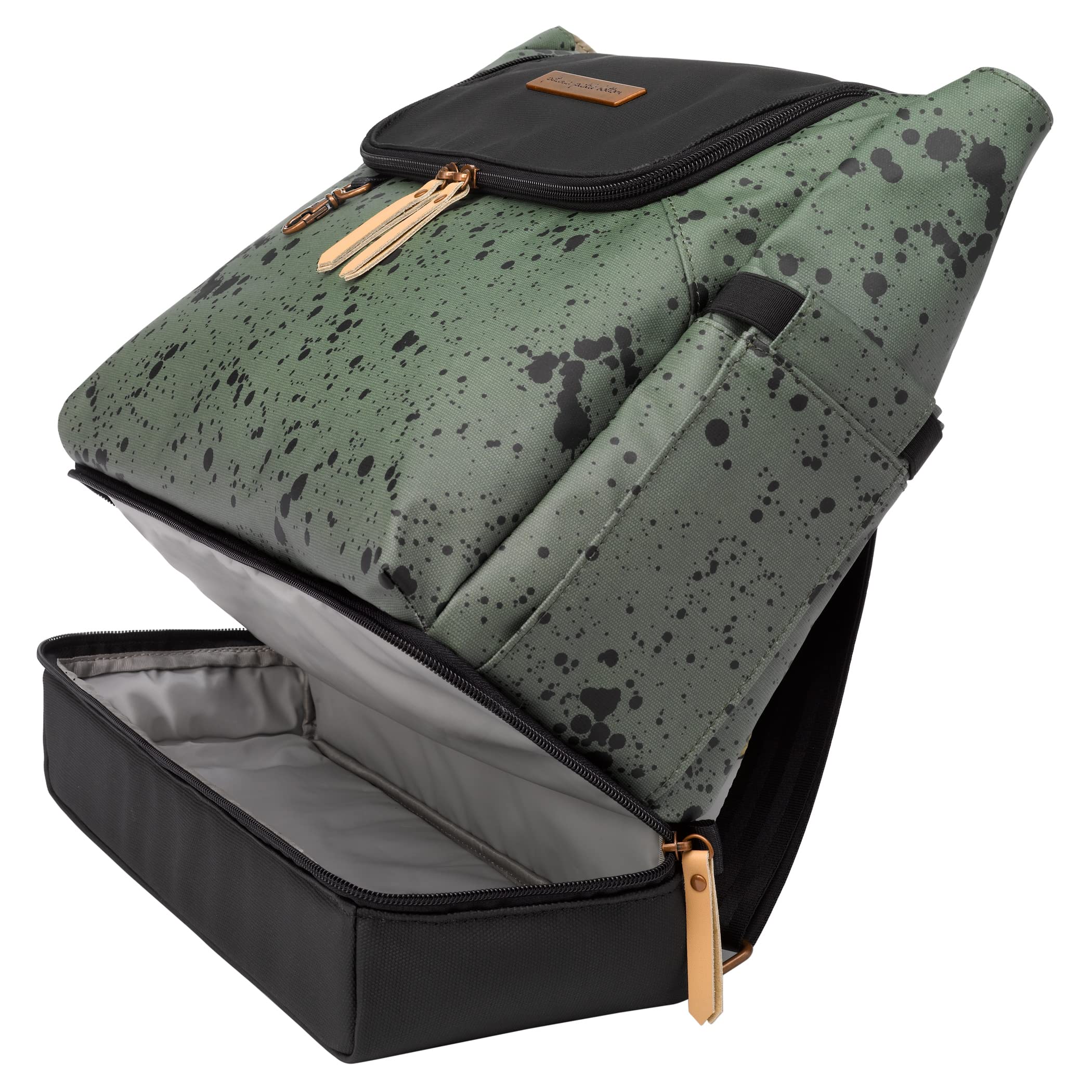Petunia Pickle Bottom Pivot Backpack - Convertible Diaper Bag with Insulated Pockets & Spacious Interior | Olive Ink Blot | Perfect for Moms, Travel & Daily Use