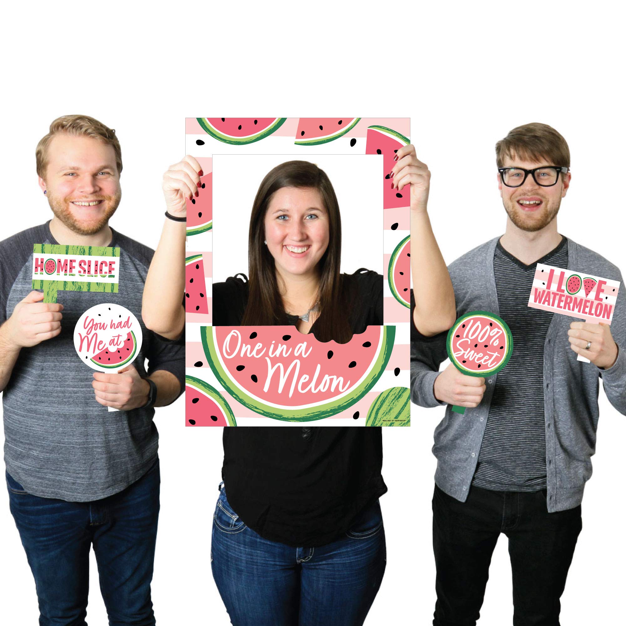 Sweet Watermelon Party Selfie Photo Booth Props & Picture Frame - Durable Printed Decor for Fruit Themed Events - Perfect for Birthdays, Baby Showers & Summer Parties