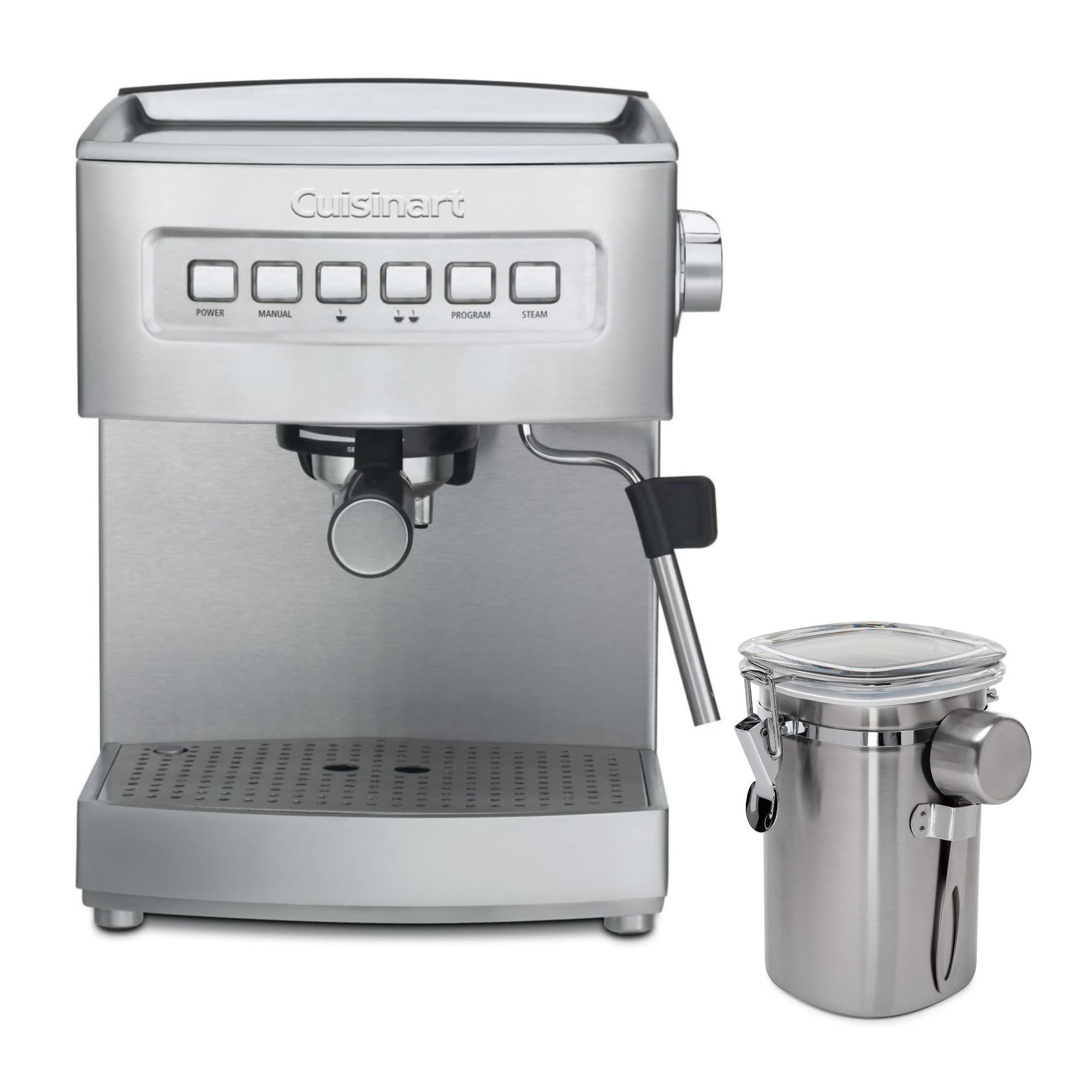 Cuisinart EM-200NP1 15-Bar Professional Espresso Machine with Stainless Steel Coffee Canister & Measuring Spoon Bundle - Perfect for Home Baristas & Coffee Lovers (2-Piece Set) | Ideal for Morning Brews, Entertaining Guests & Creating Cafe-Quality Drinks at Home