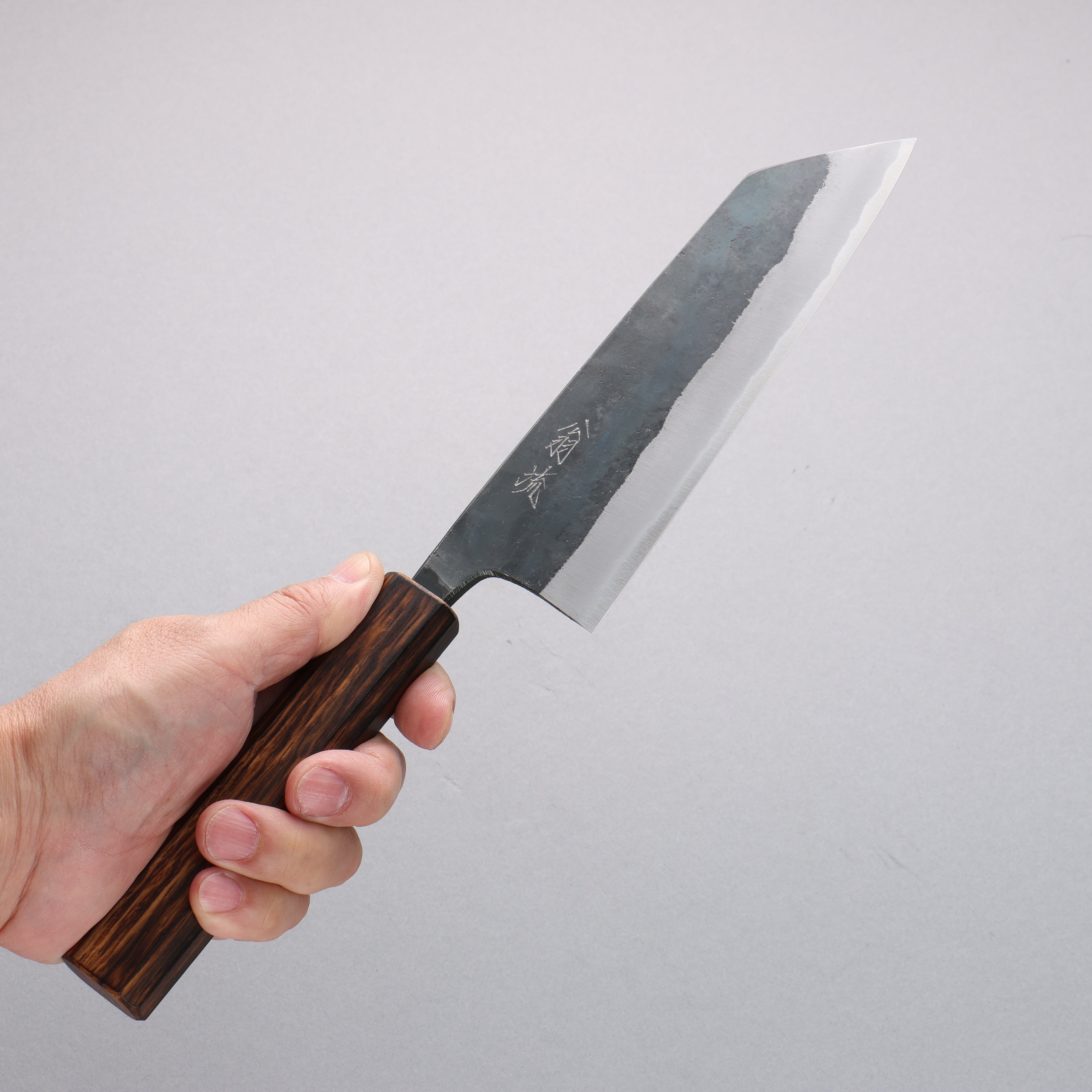 Premium Oul Blue Steel No.2 Black Finished Bunka Knife 170mm with Oak Handle - Japanese Kitchen Knife for Slicing, Dicing & Precision Cooking