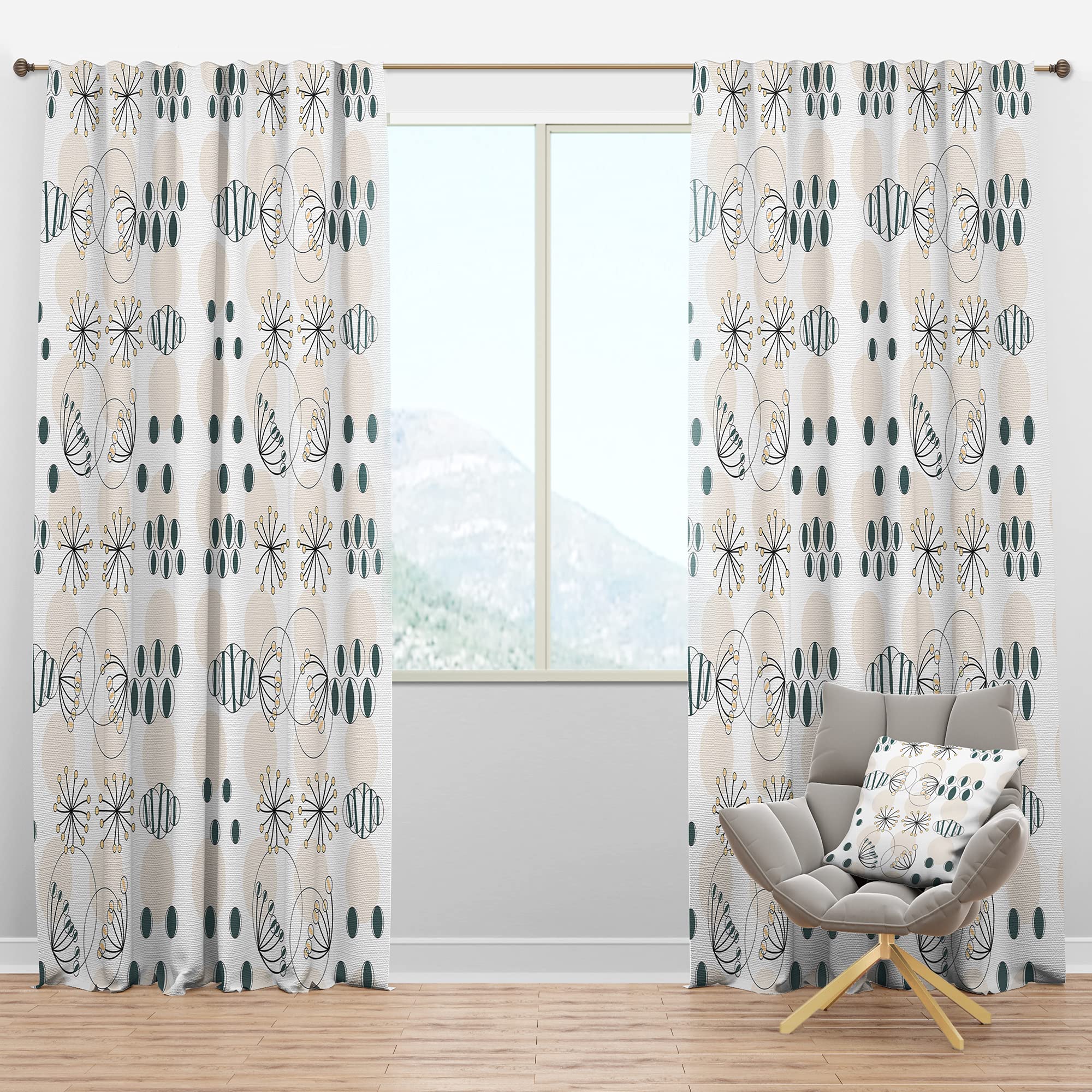 DesignQ Blackout Curtains - Modern Abstract Geometric Pattern Thermal Insulated Drapes for Bedroom & Living Room, Single Panel 52x95 Inches - Perfect for Home Decor, Light Blocking & Energy Saving
