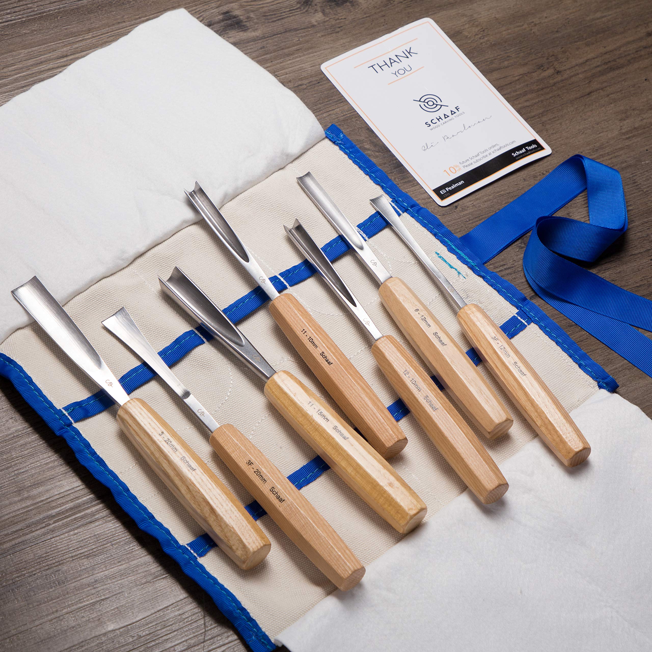 Premium Wood Carving Tools Set - 7 Hand-Sharpened Chisels & Gouges with Canvas Case | CR-V 60 Steel Blades for Professional Woodworking | Perfect for Beginners & DIY Projects | Schaaf Tools | Ideal for Furniture Making, Sculpting & Home Decor Crafts