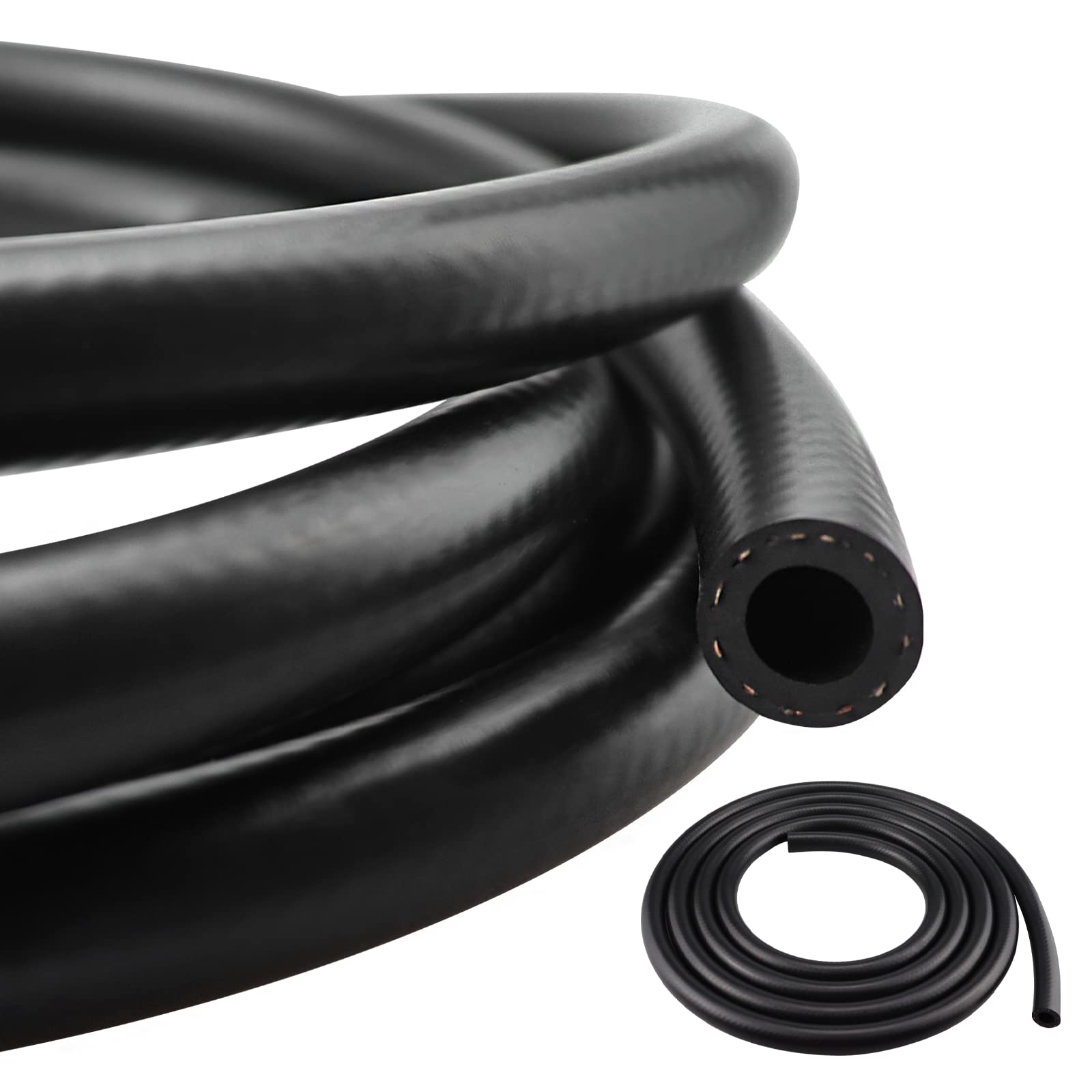 3/8 Inch ID NBR Fuel Line Hose - 6AN Rubber Push-On Fuel Hose for Small Engines (10 Feet) - Compatible with Lawn Mowers, Generators & Power Equipment