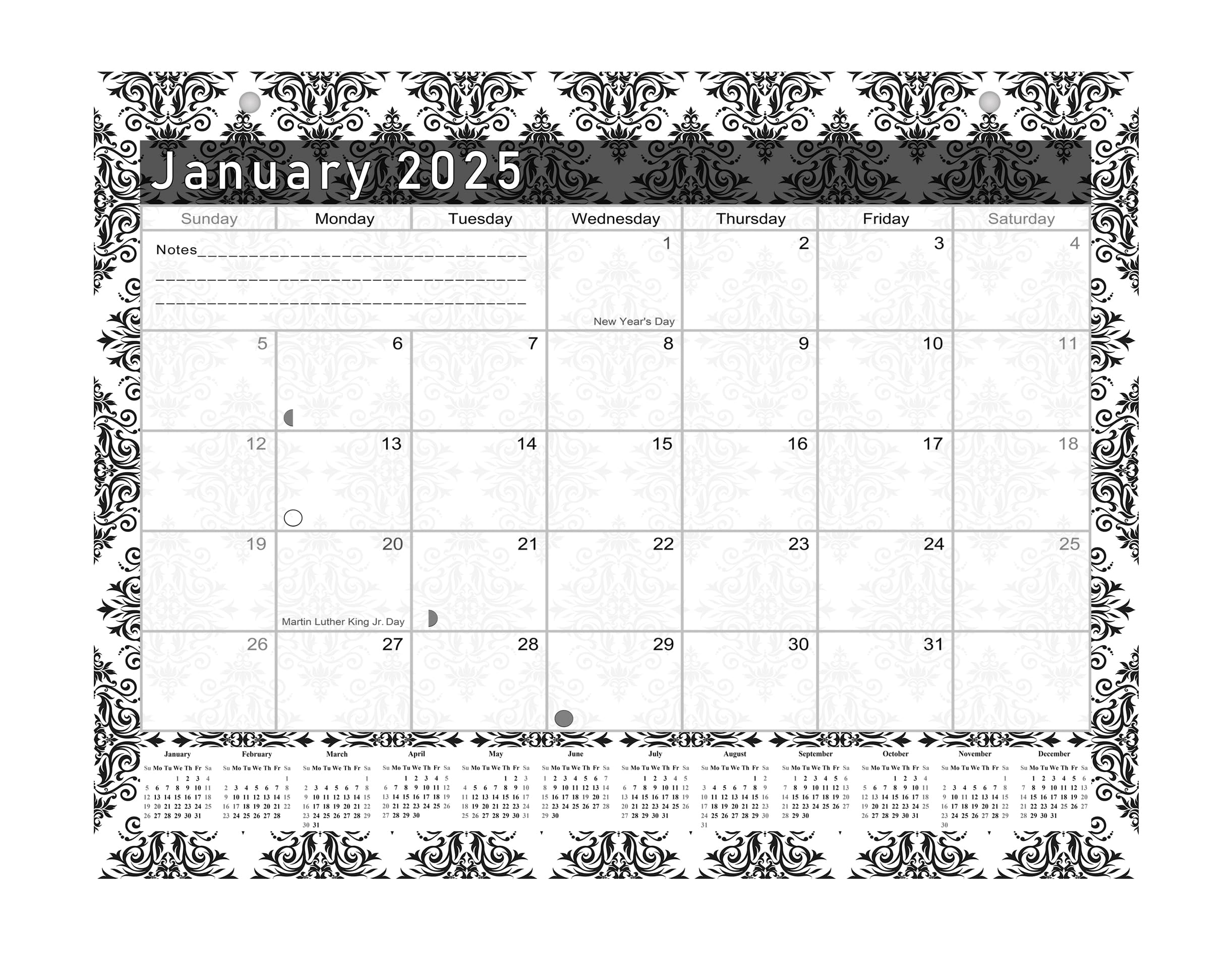 2025 Magnetic Desk Calendar - 12 Month Wall & Desktop Planner with Stickers (Edition #08) - Perfect for Office, Home & School Organization